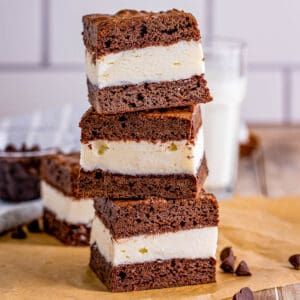 Stacked ice cream sandwiches on top of one another.