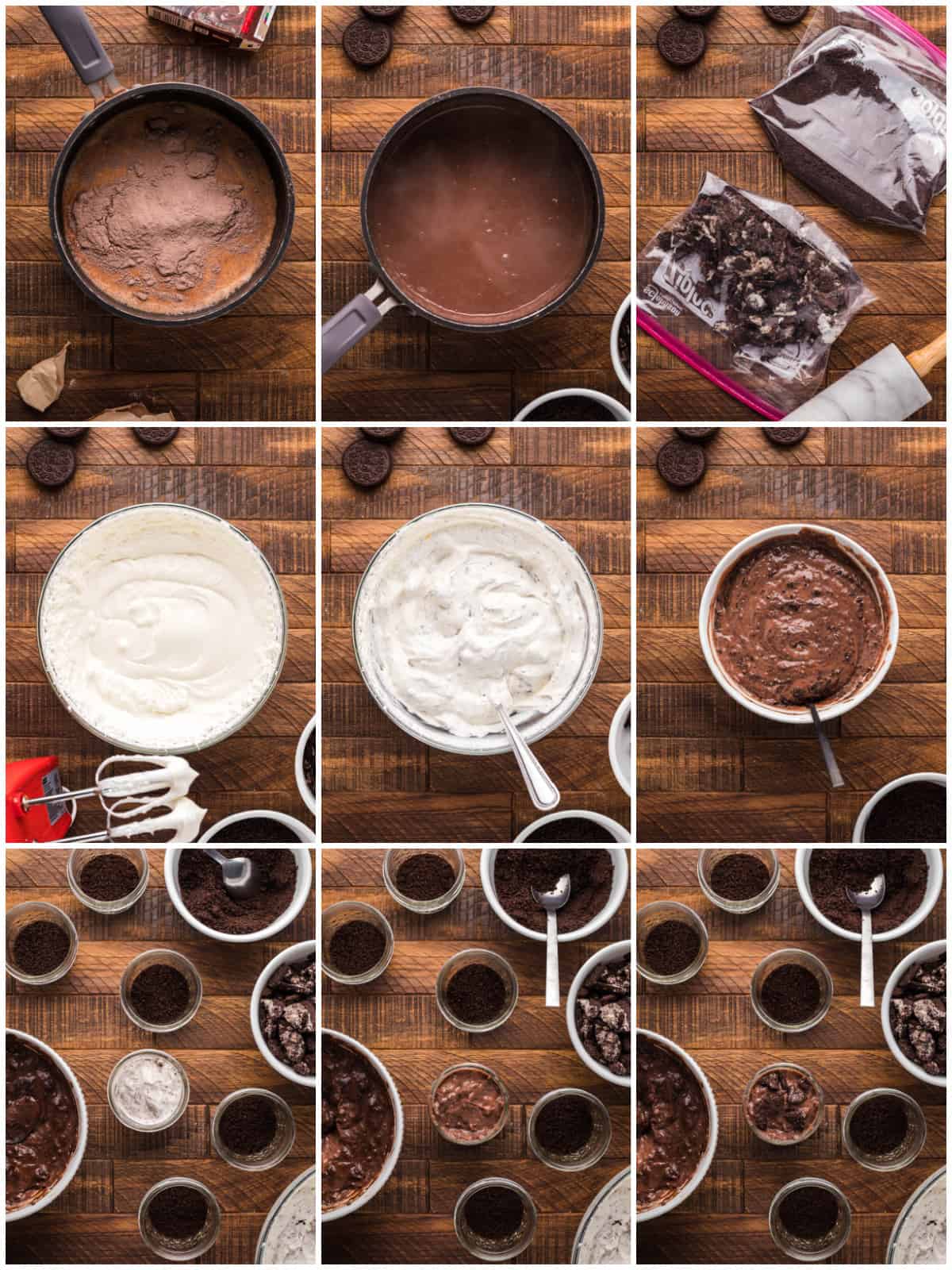 Step by step photos on how to make Oreo Cheesecake Cups.