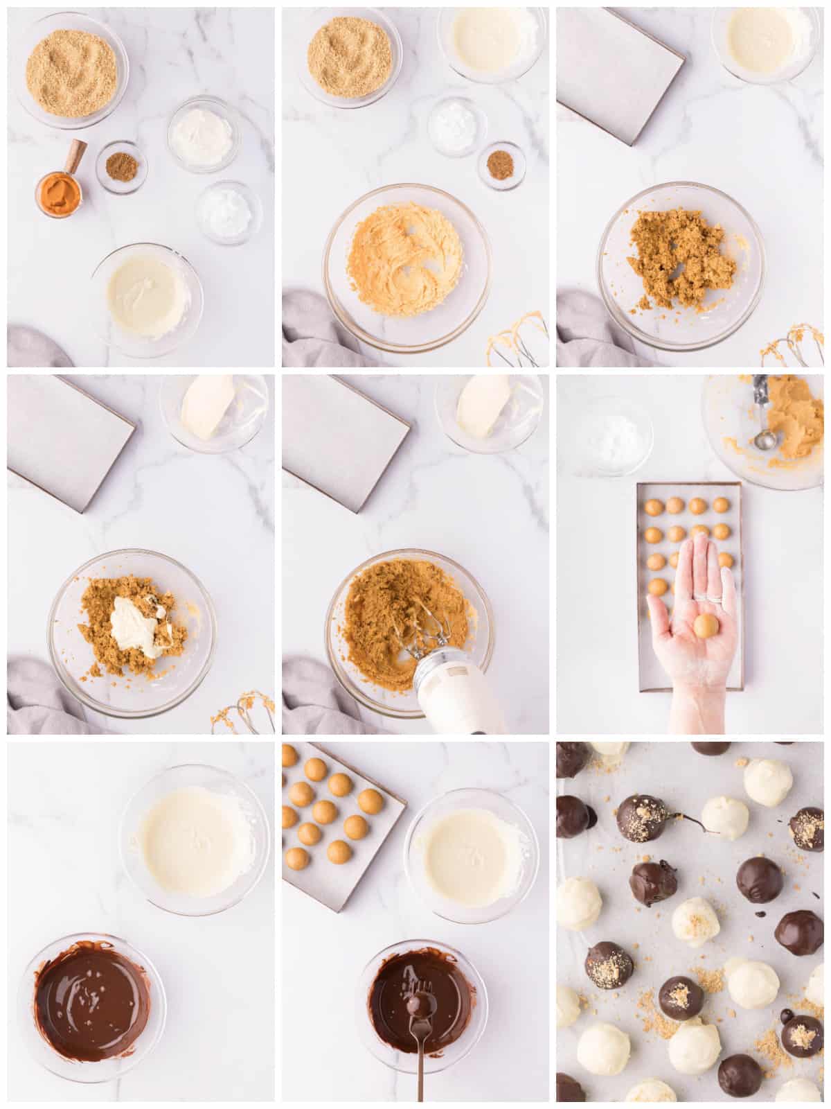 Step by step photos on how to make Pumpkin Truffles.