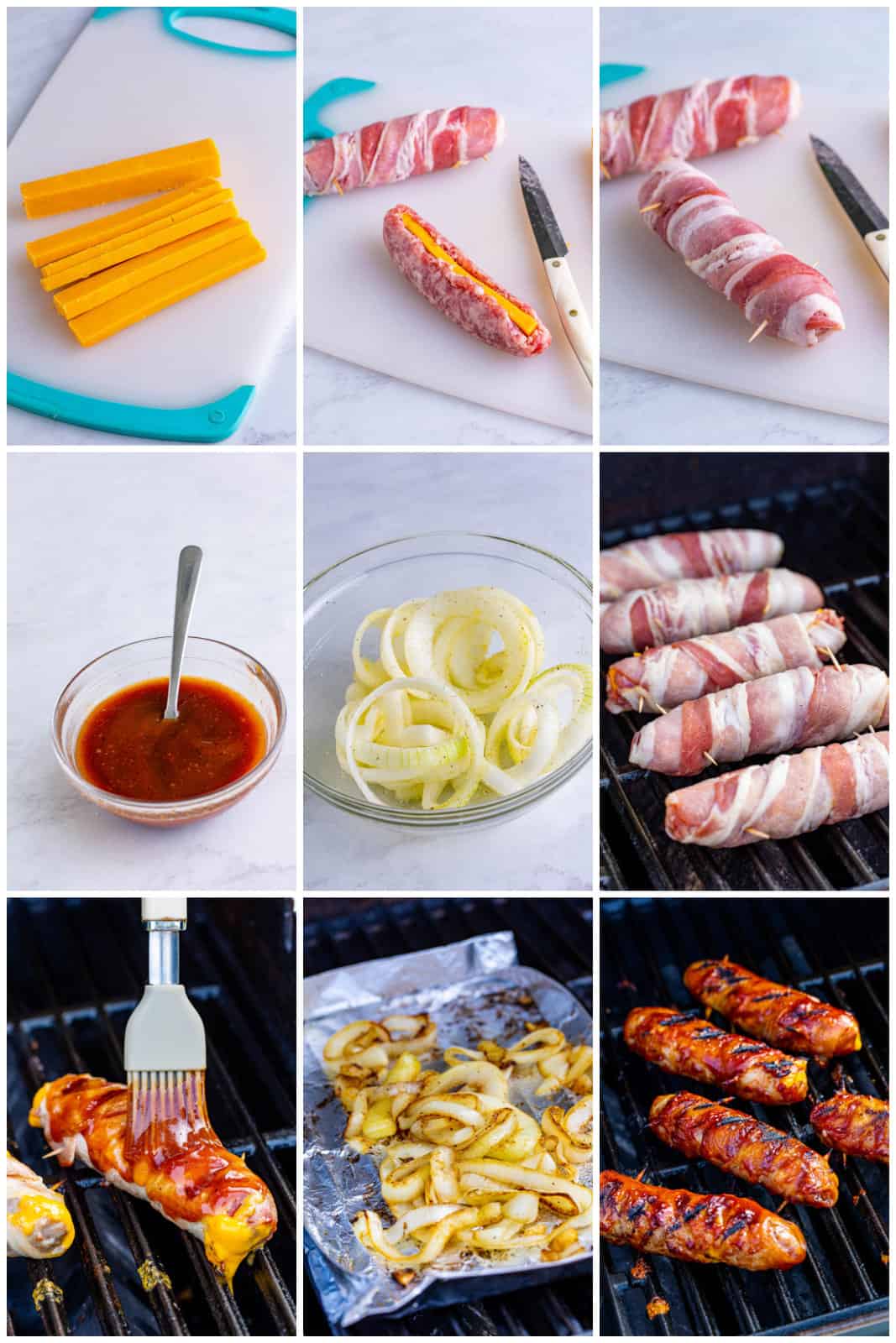 Step by step photos on how to make Cheese Stuffed Bacon Wrapped Brats