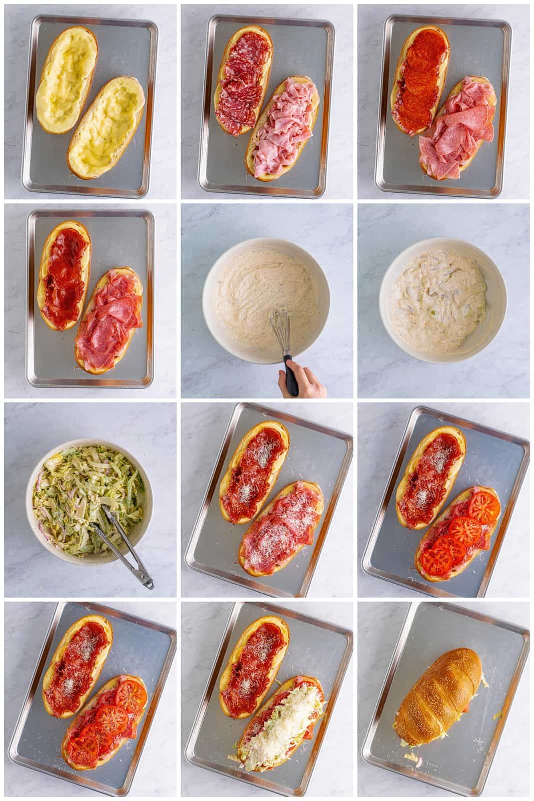 Step by step photos on how to make a TikTok Grinder Sandwich.