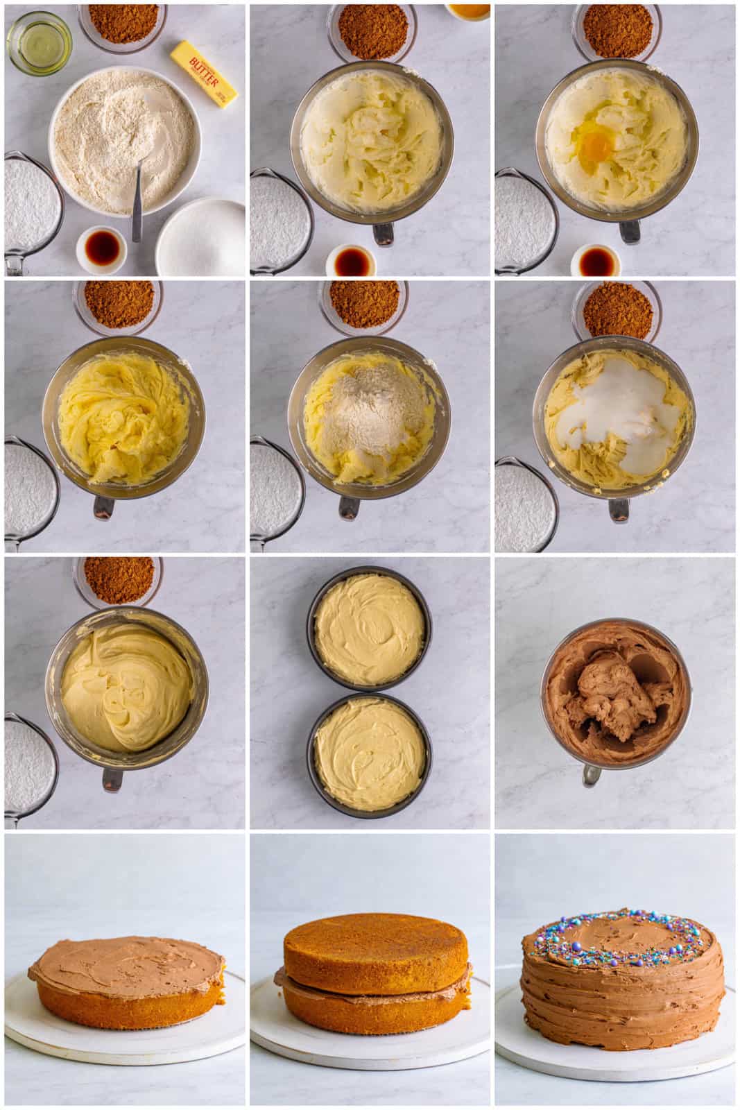 Step by step photos on how to make a Yellow Cake.