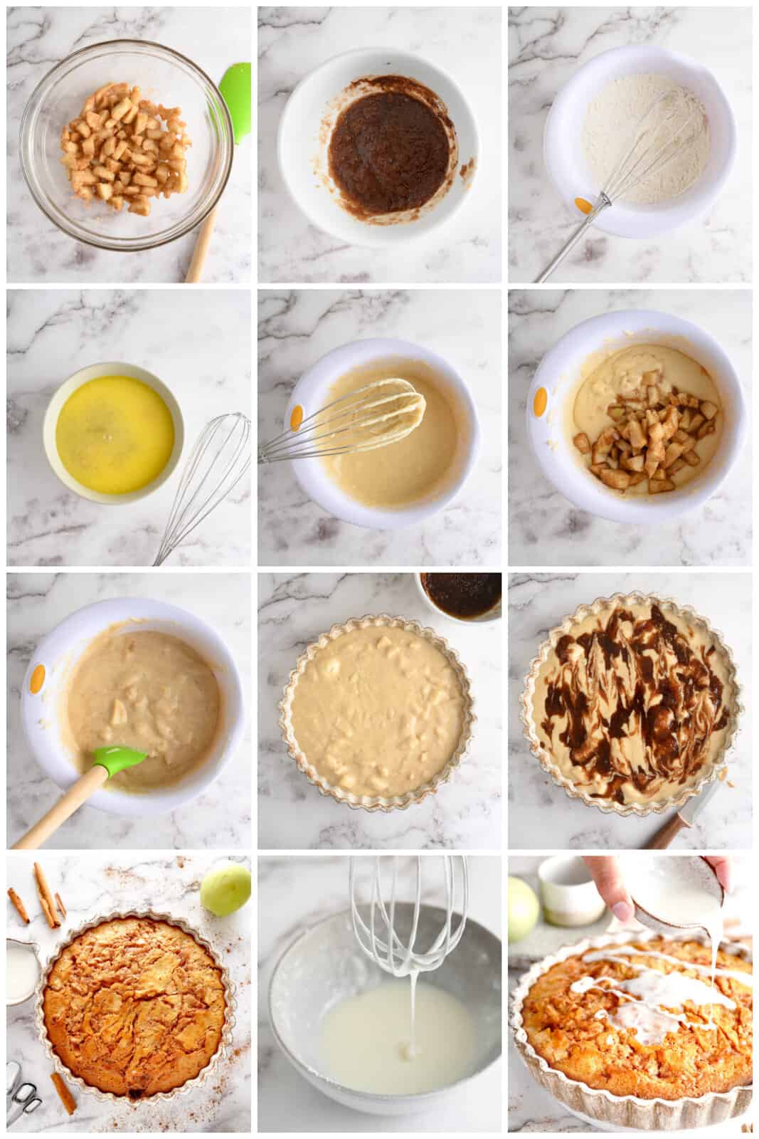 Step by step photos on how to make an Apple Cinnamon Cake.