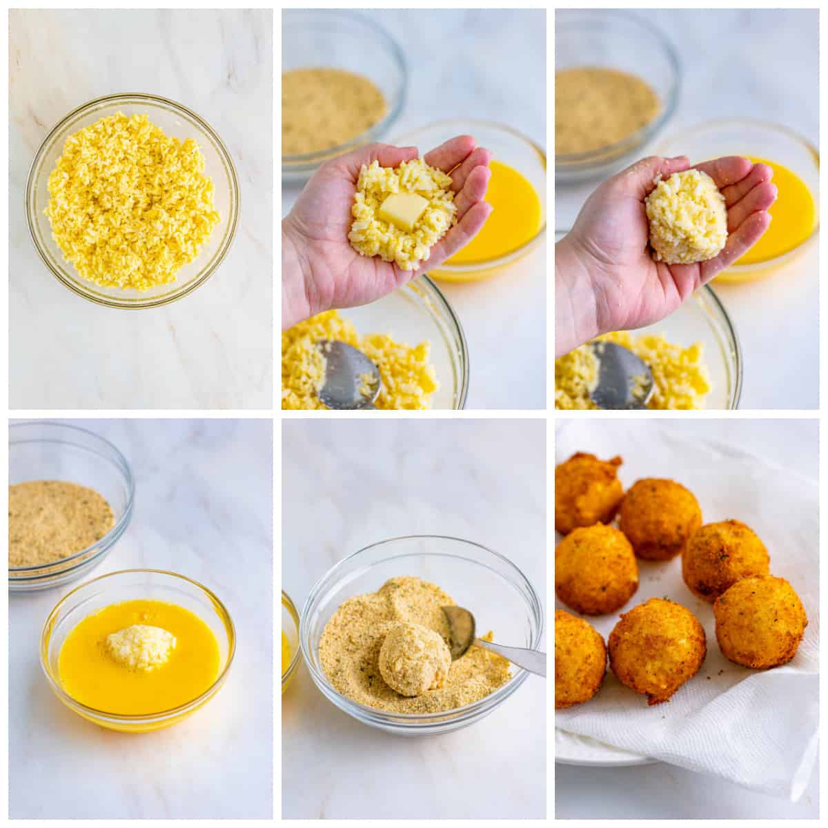 Step by step photos on how to make Arancini.