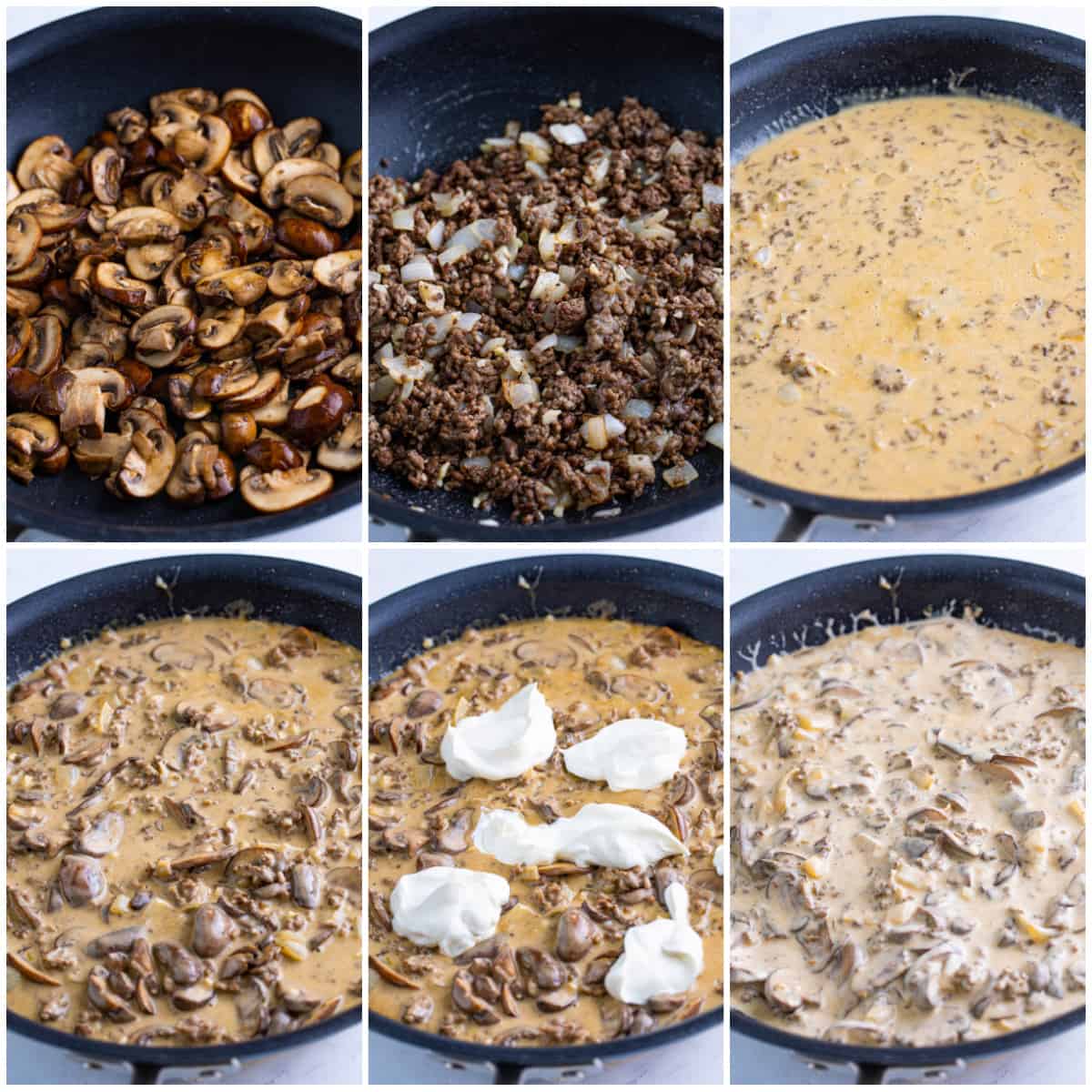 Step by step photos on how to make Ground Beef Stroganoff.