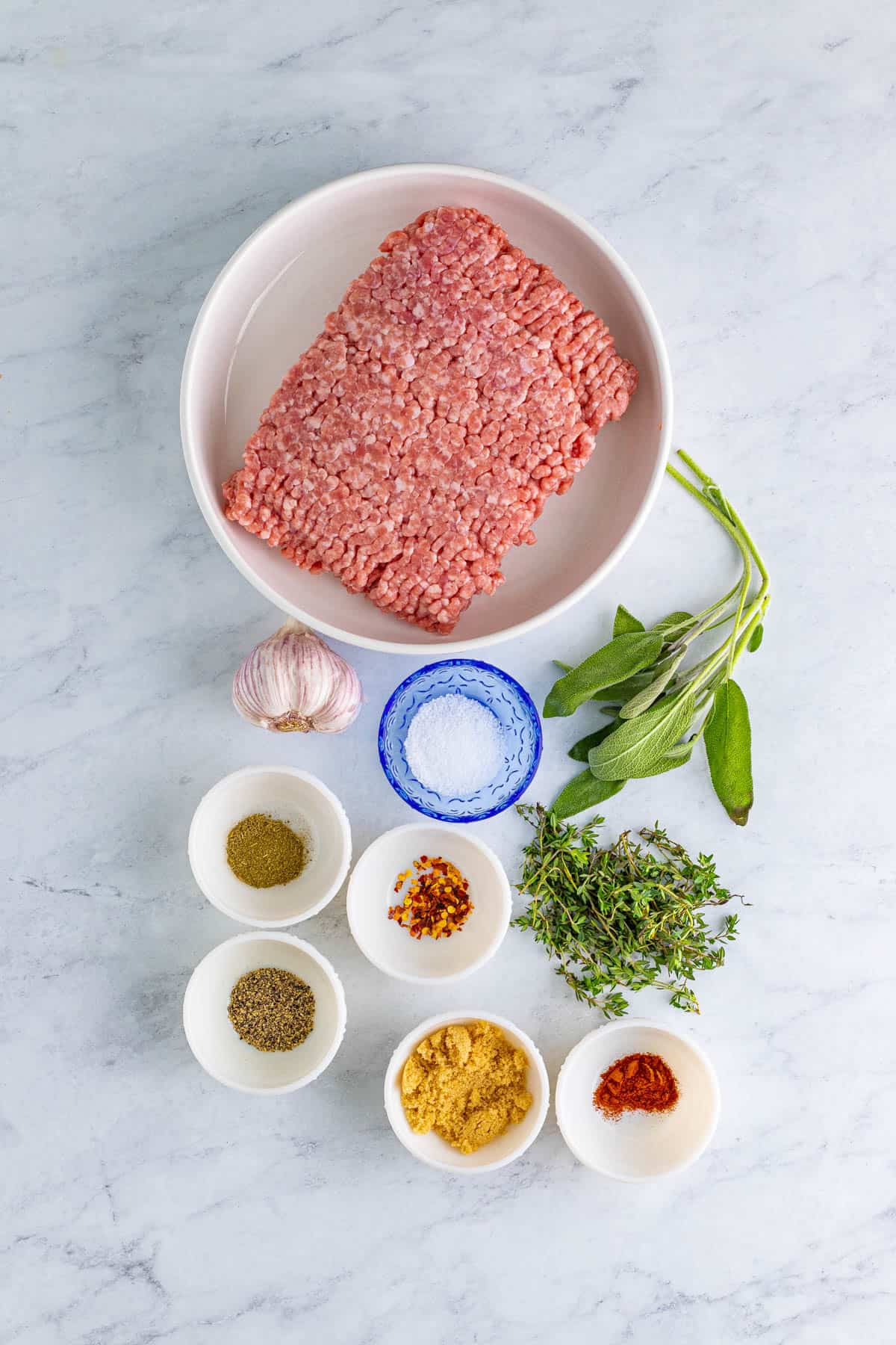 Ingredients needed to make a Breakfast Sausage Recipe.
