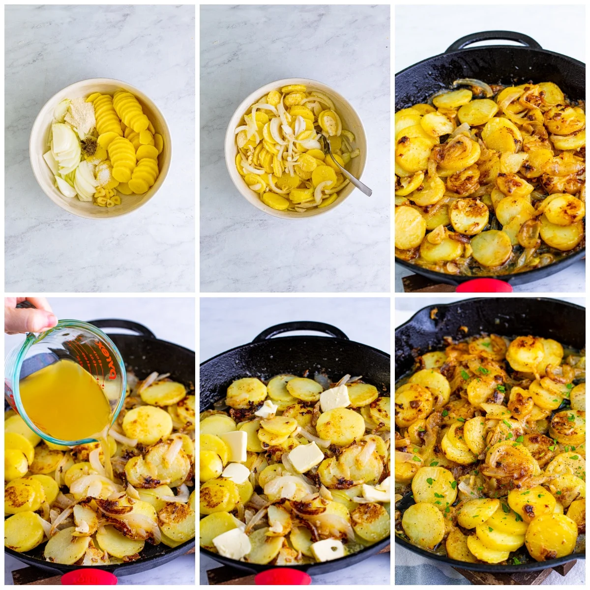 Step by step photos on how to make Smothered Potatoes.