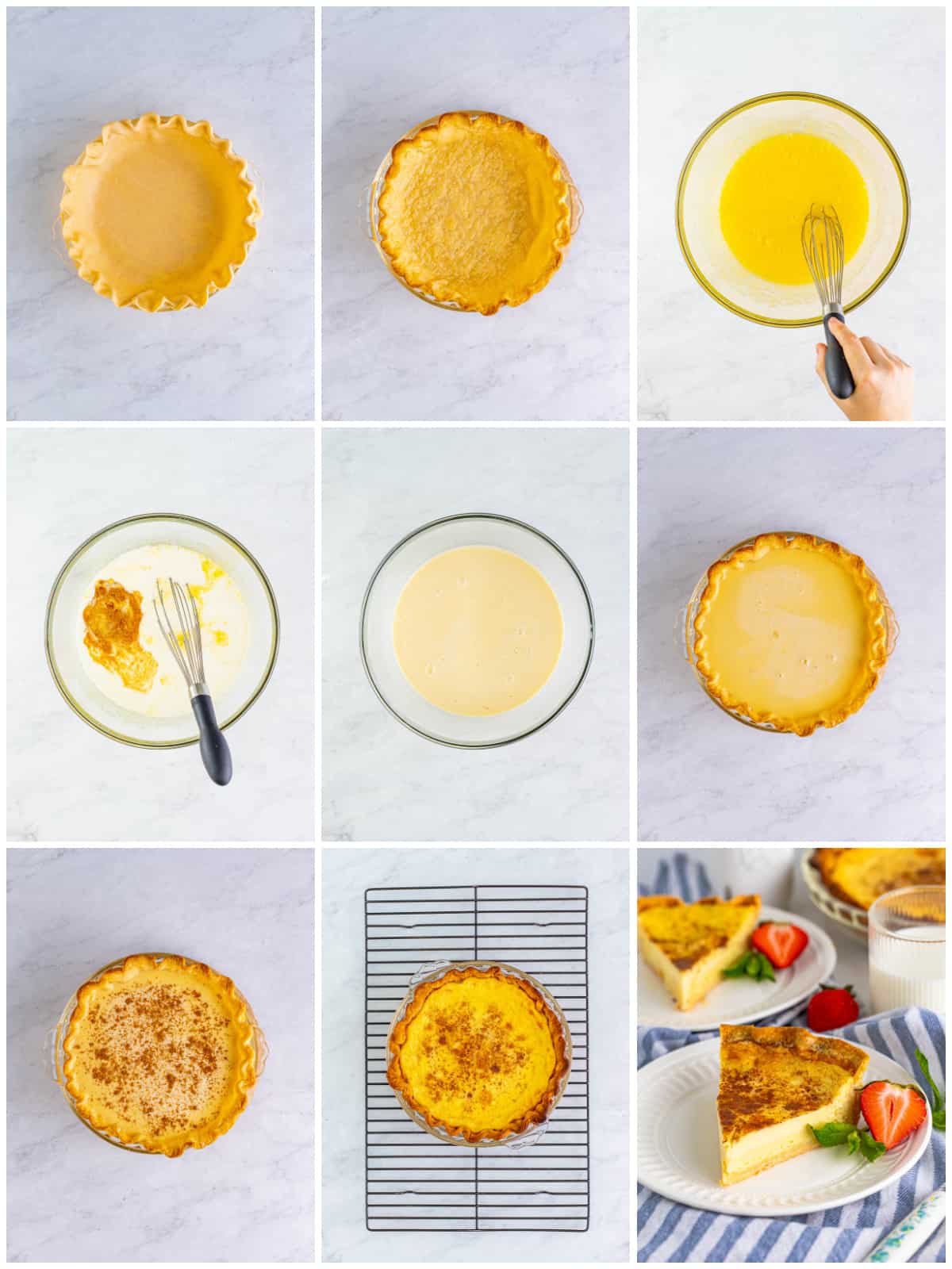 Step by step photos on how to make Custard Pie.
