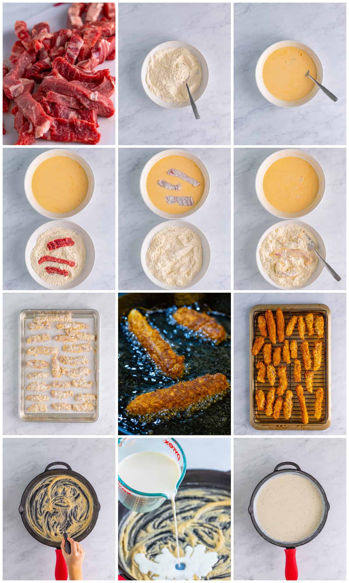 Step by step photos on how to make Steak Fingers.