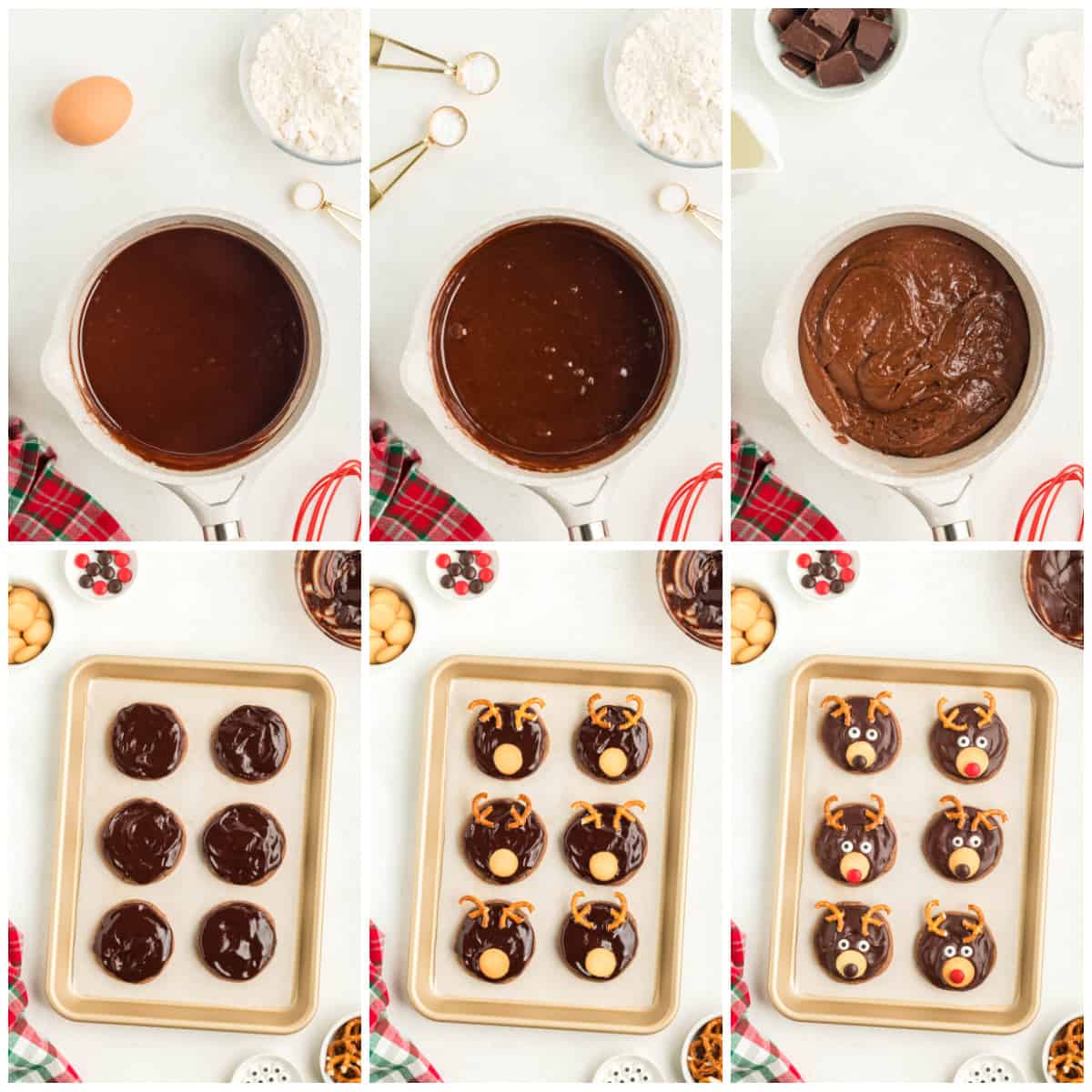 Step by step photos on how to make Reindeer Cookies.