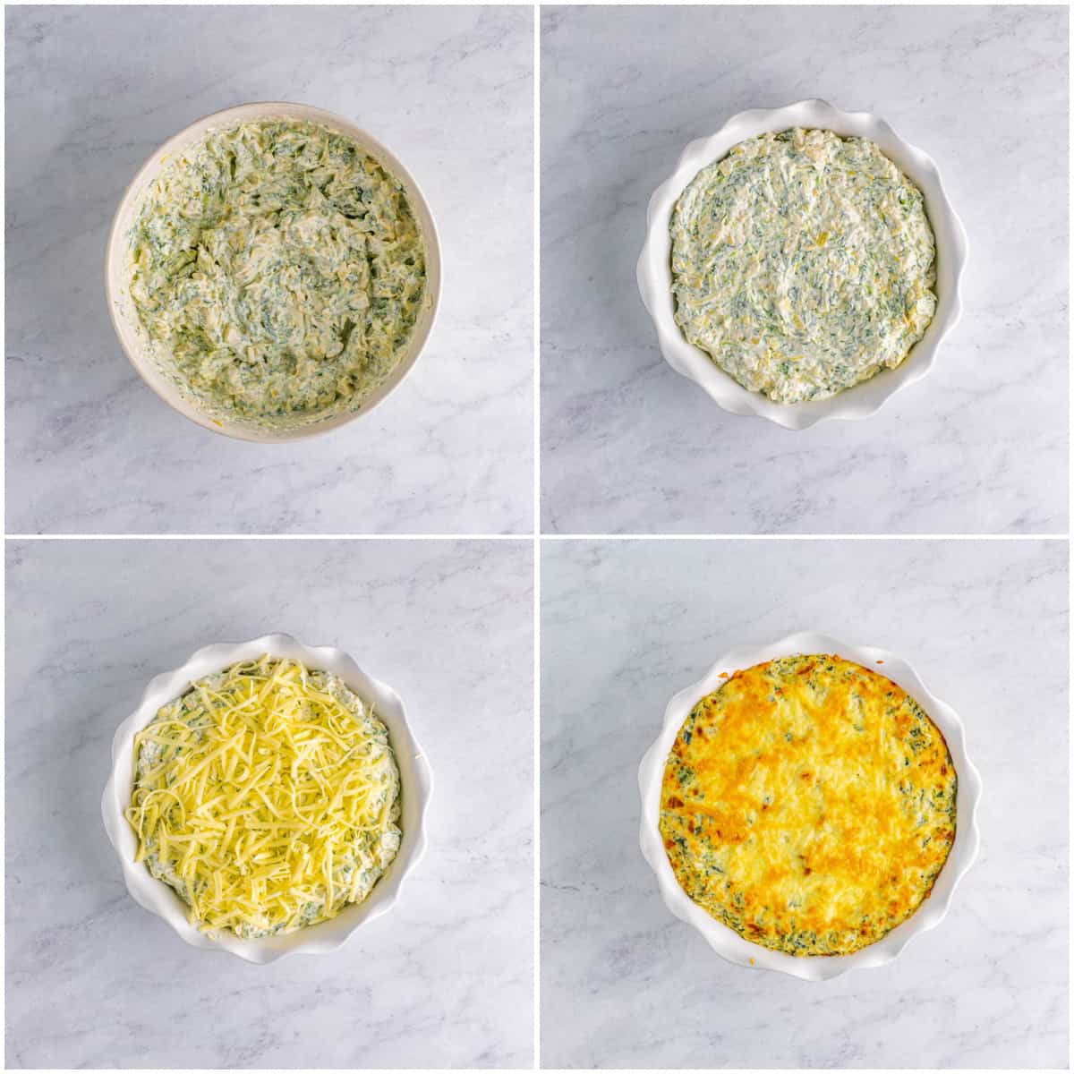 Step by step photos on how to make Hot Artichoke Spinach Dip.