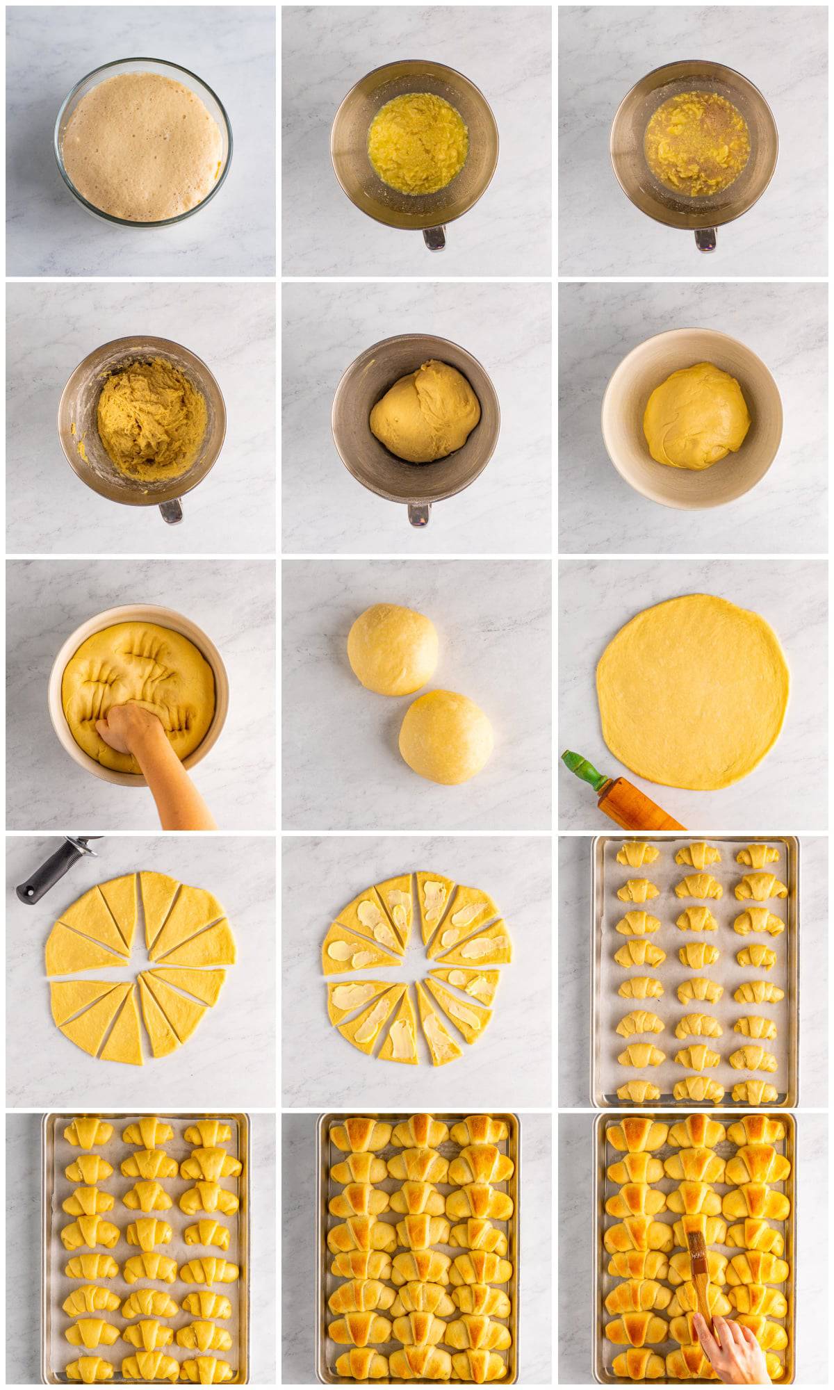 Step by step photos on how to make a Crescent Roll Recipe.
