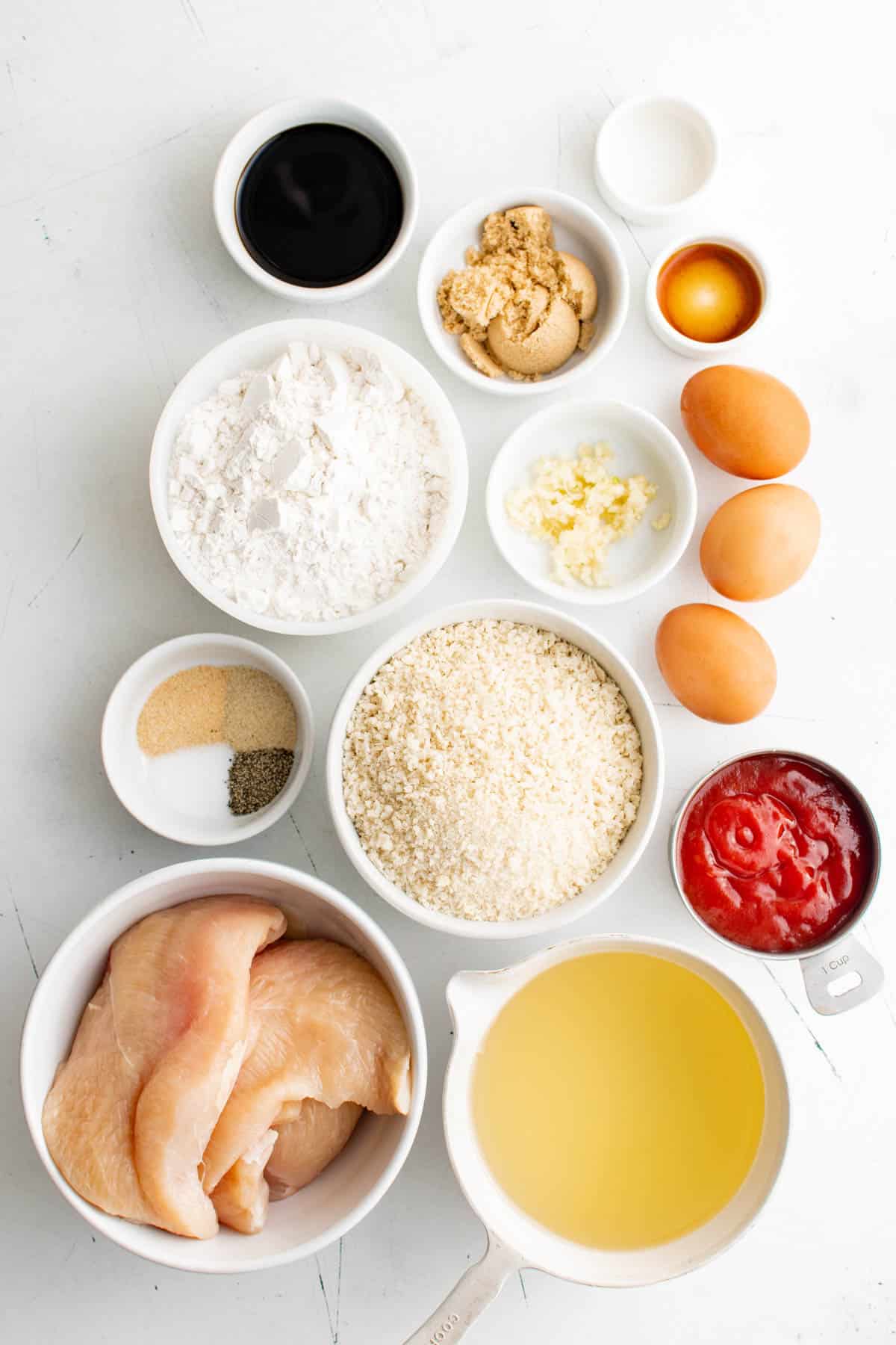 Ingredients needed to make a Chicken Katsu Recipe.