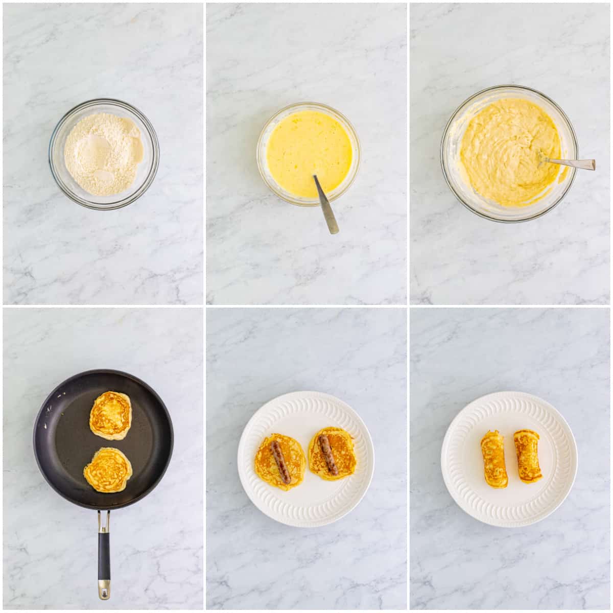 Step by step photos on how to make Breakfast Pigs in a Blanket.