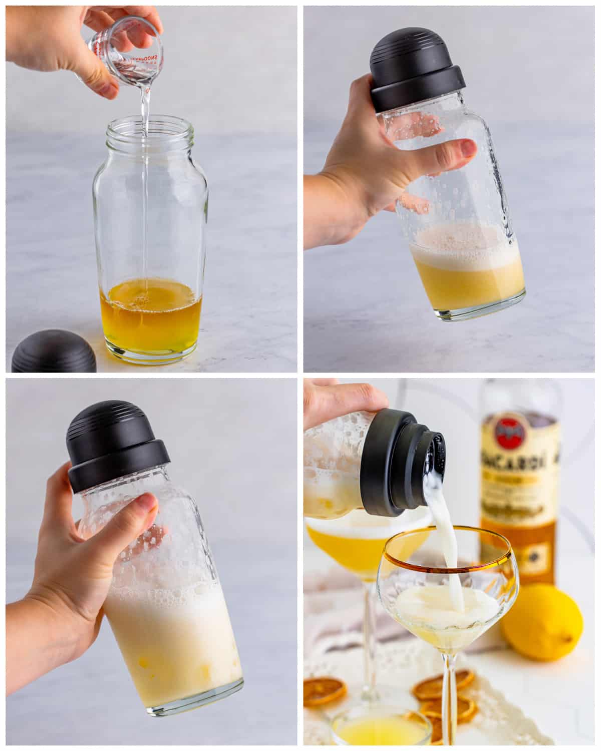 Step by step photos on how to make a Rum Sour.