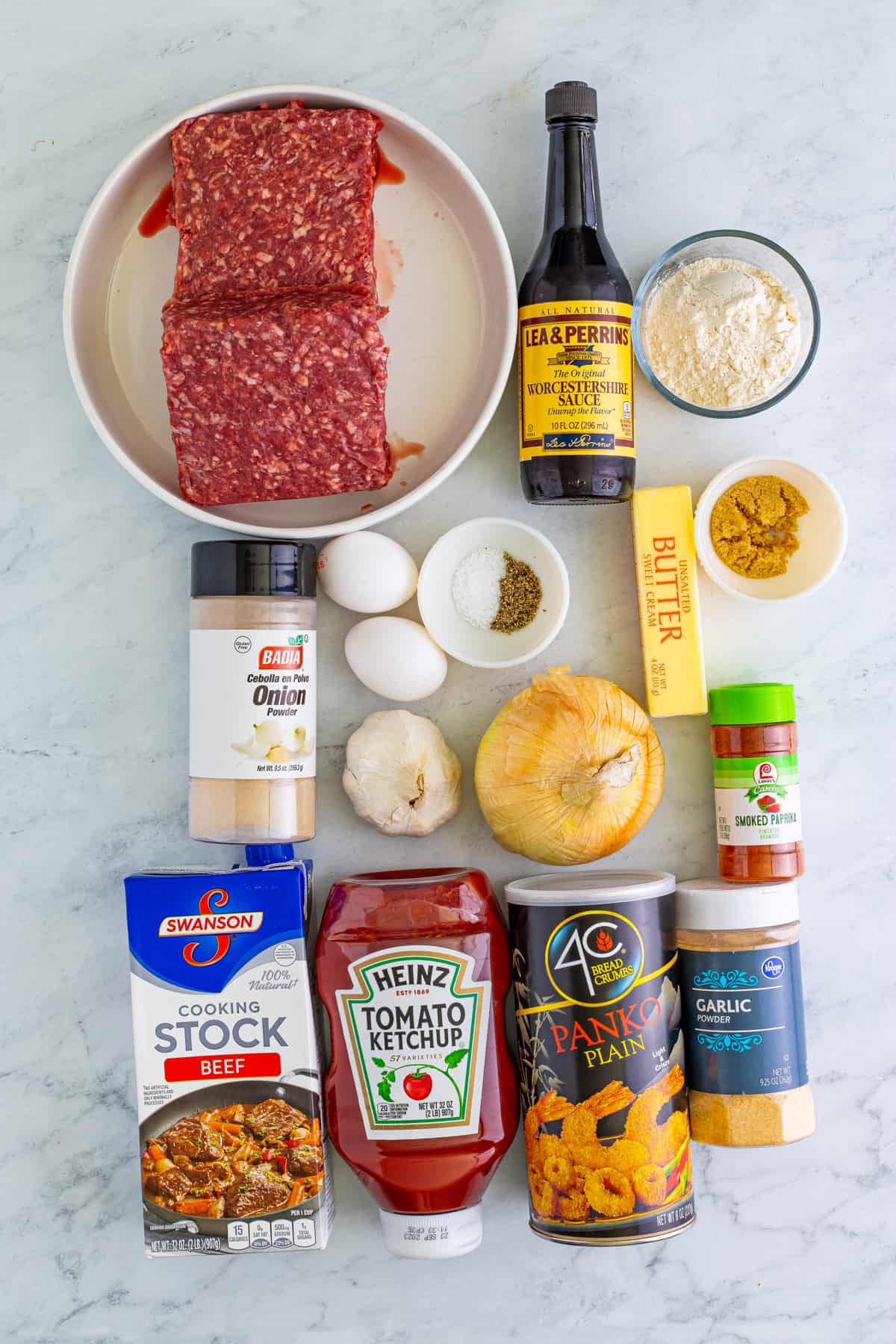 Ingredients needed to make Meatballs with Gravy.