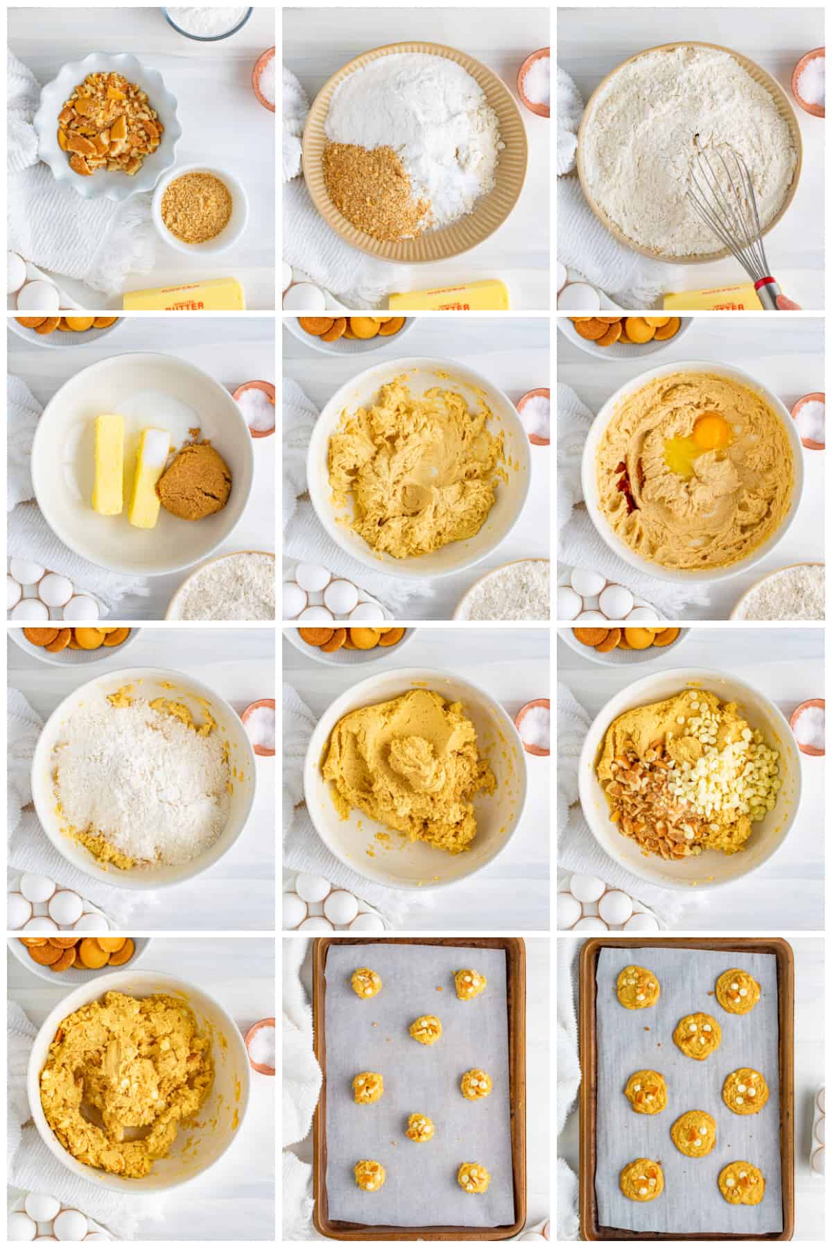 Step by step photos on how to make Banana Pudding Cookies.