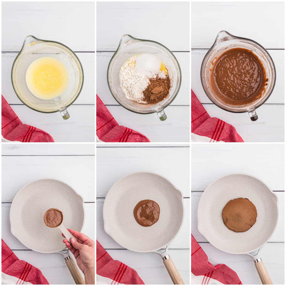 Step by step photos on how to make Chocolate Pancakes.