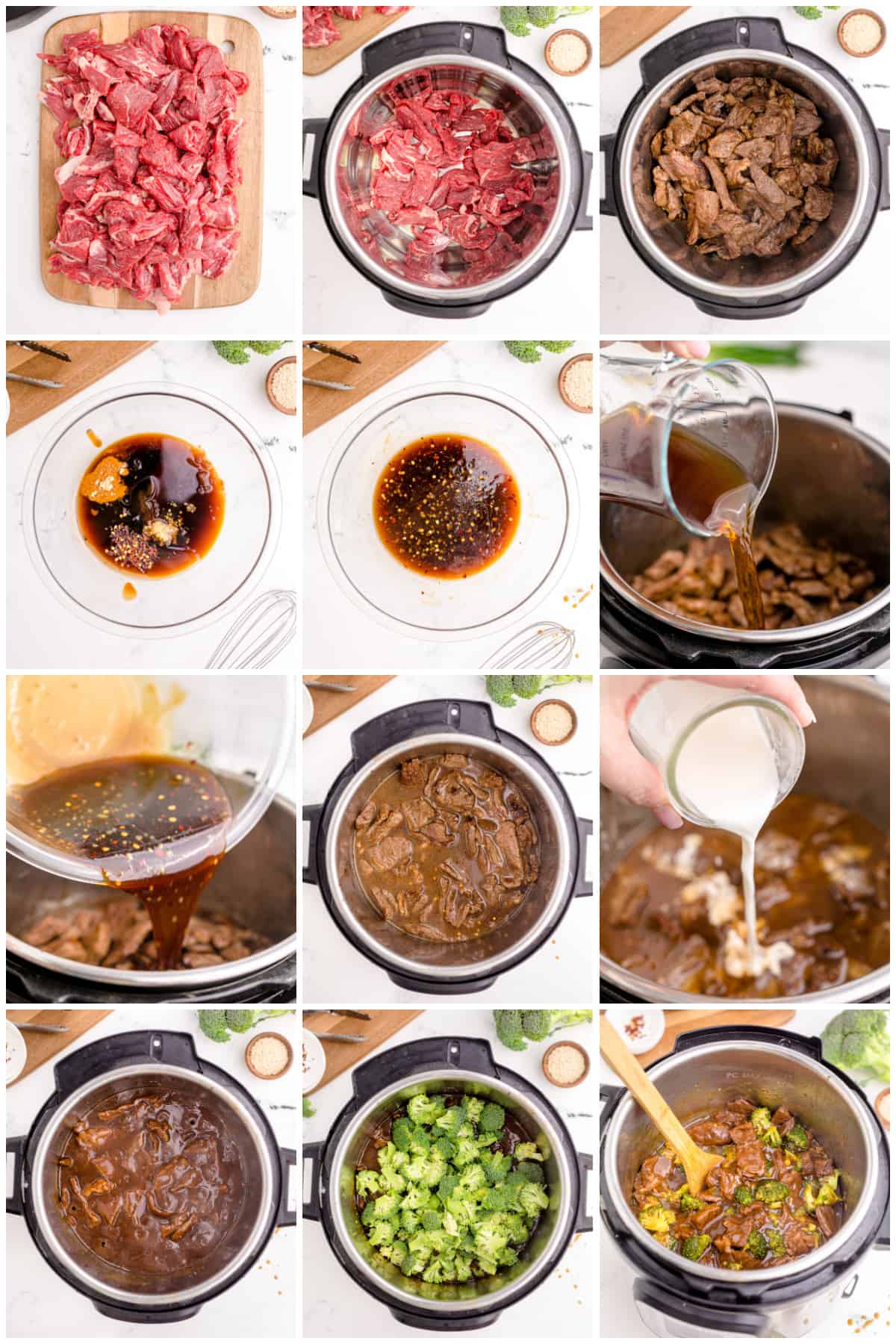 Step by step photos on how to make Instant Pot Beef and Broccoli.
