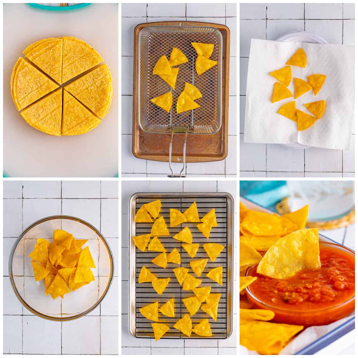 Step by step photos on how to make Homemade Tortilla Chips.