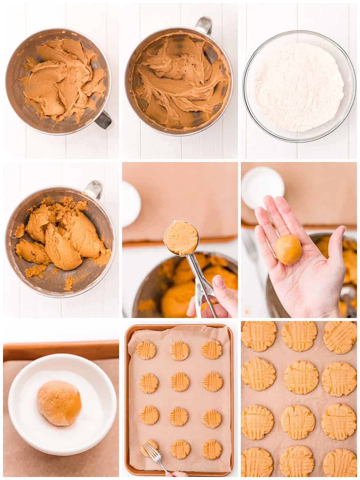 Step by step photos on how to make Easy Peanut Butter Cookies.