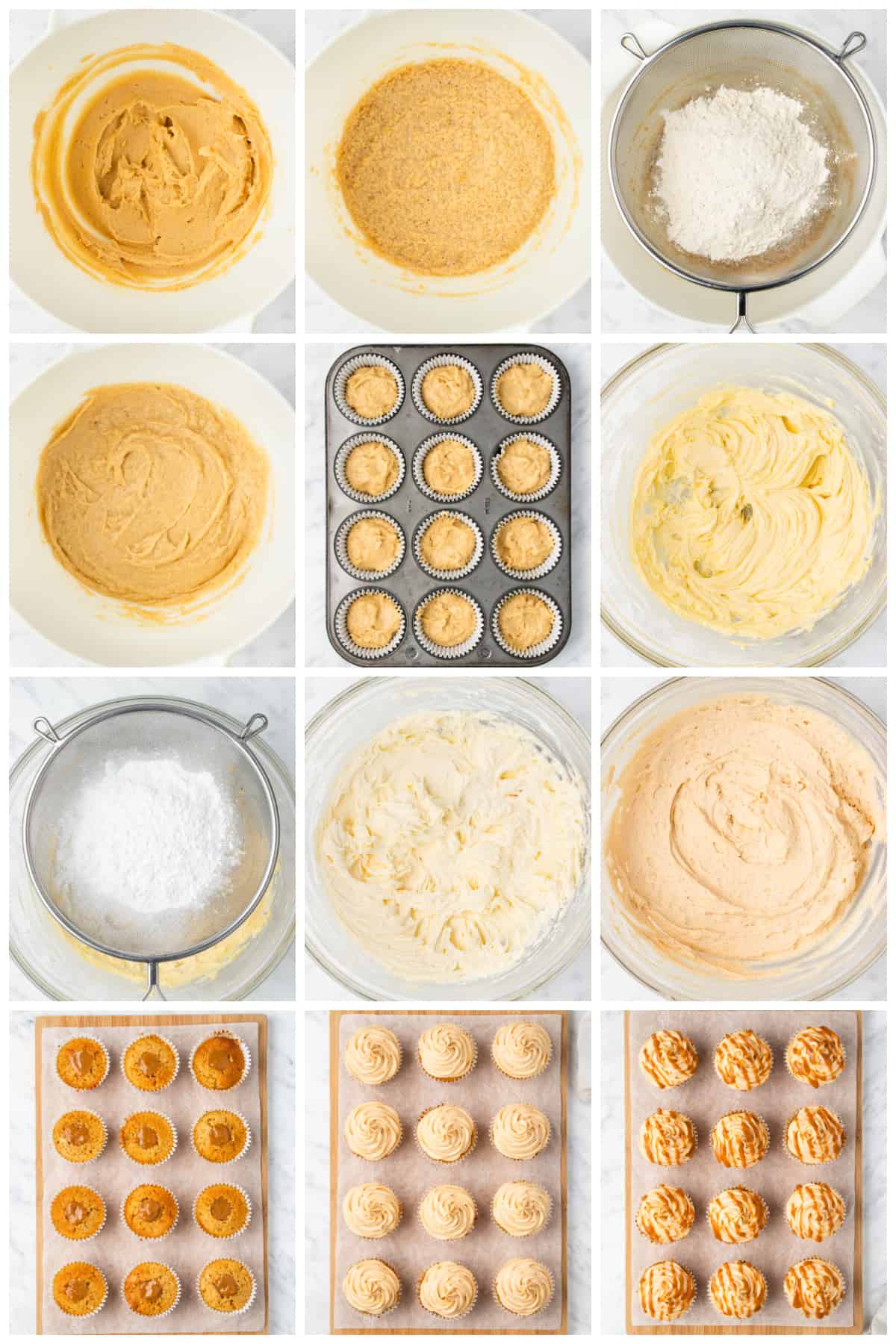 Step by step photos on how to make Salted Caramel Cupcakes.