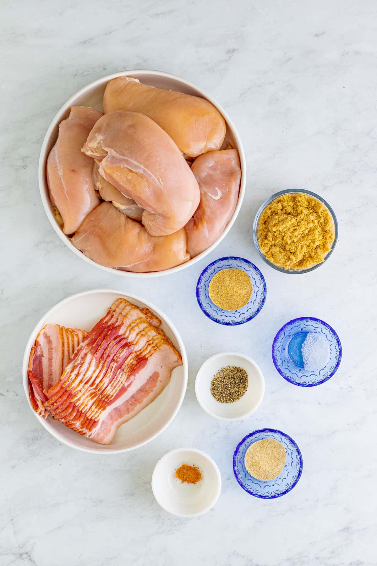 Ingredients needed to make Bacon Wrapped Chicken.