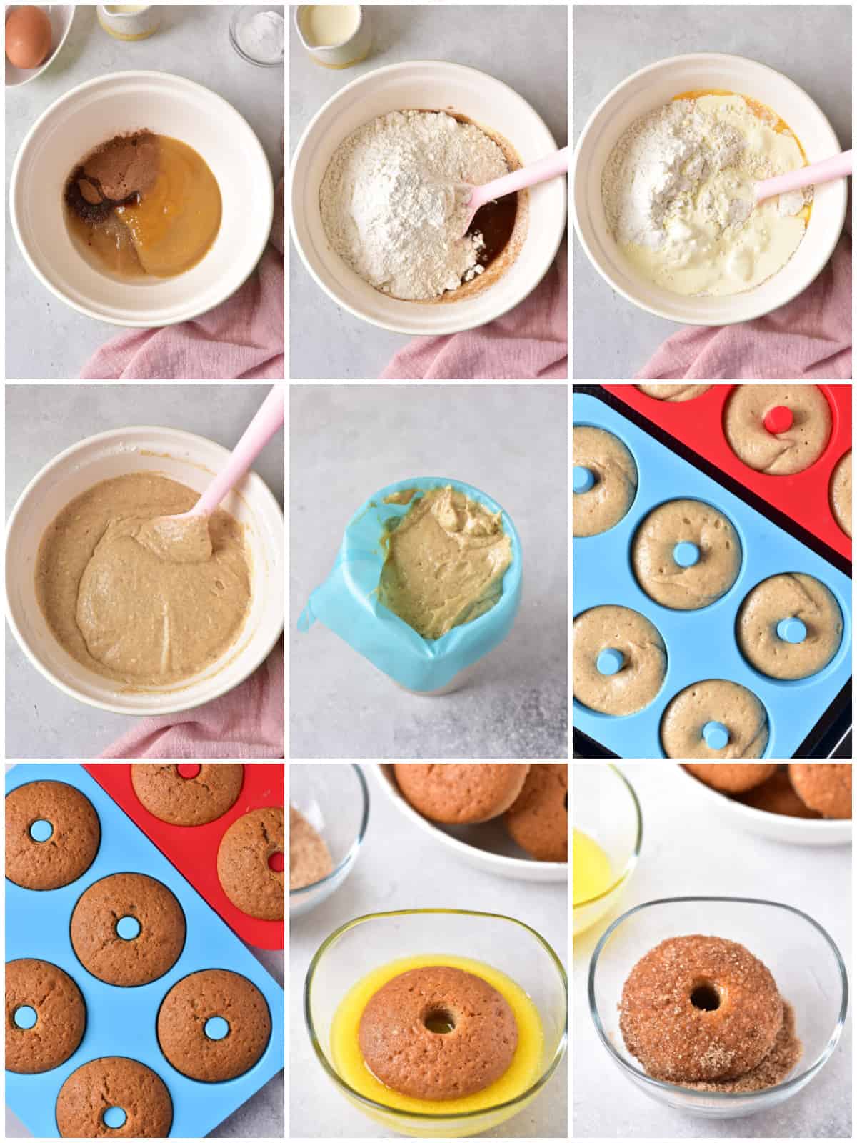 Step by step photos on how to make Baking Cinnamon Apple Donuts.