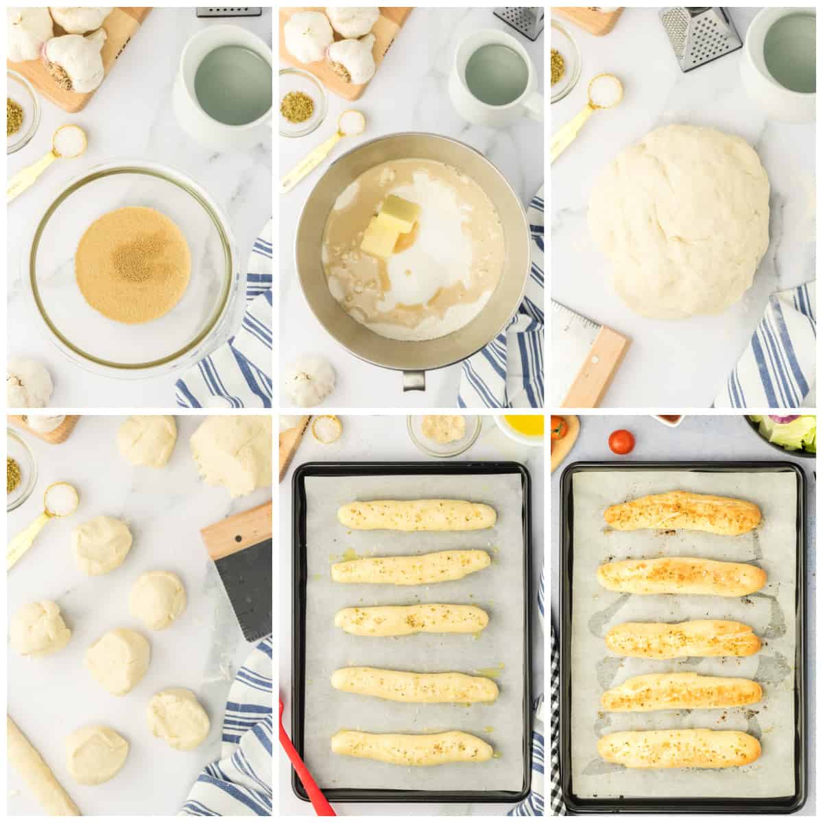 Step by step photos on how to make Garlic Breadsticks.