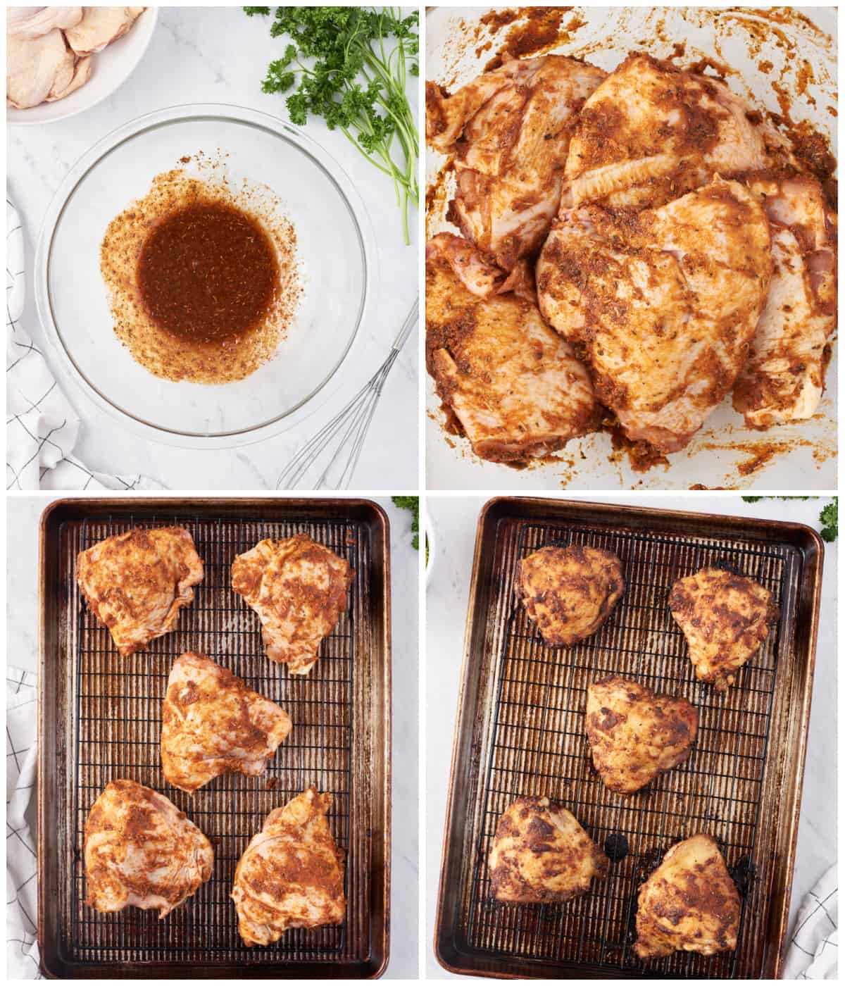Step by step photos on how to make Roasted Chicken Thighs.