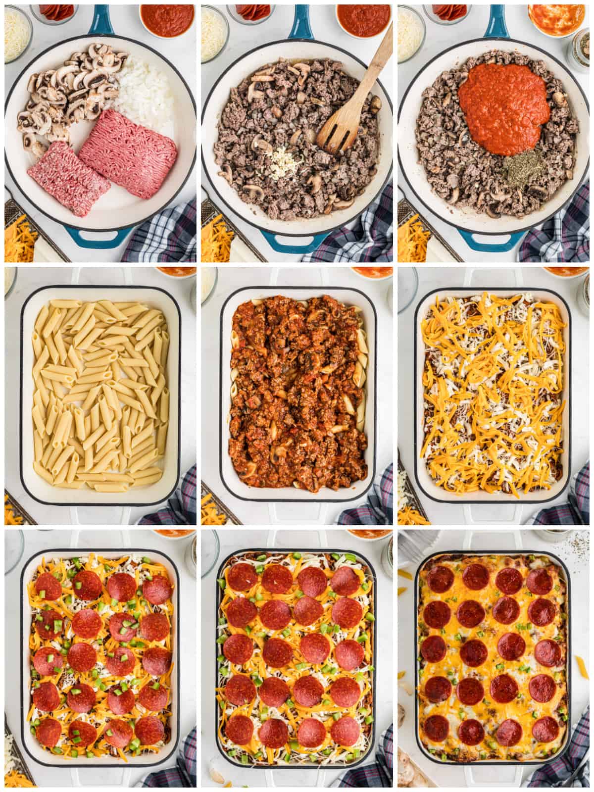 Step by step photos on how to make Pizza Casserole.