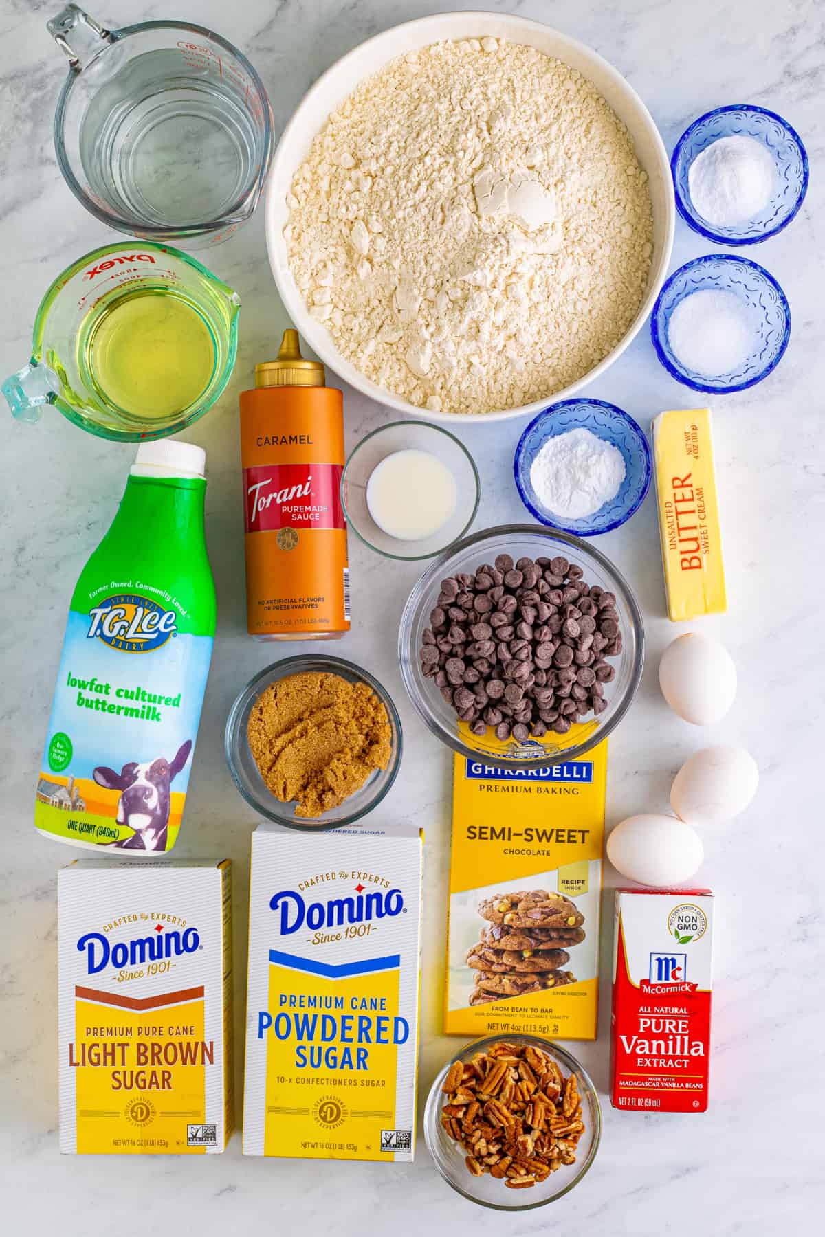 Ingredients needed to make a Turtle Cake.