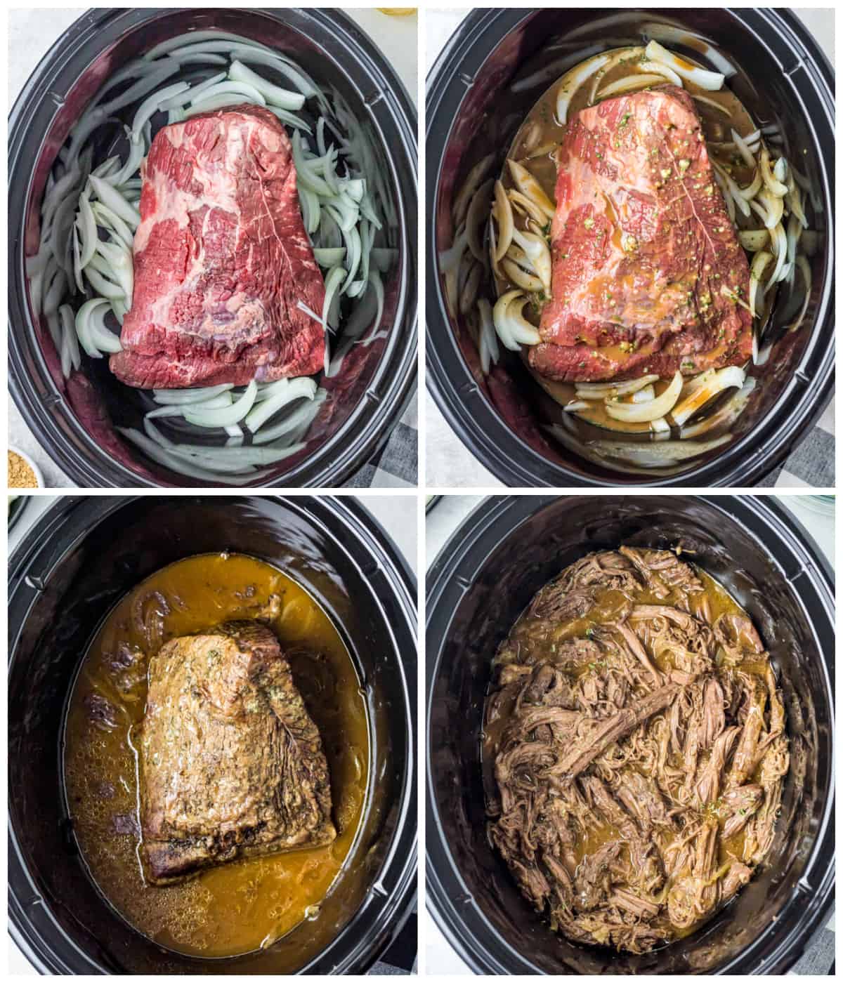 Step by step photos on how to make Slow Cooker Shredded Beef.