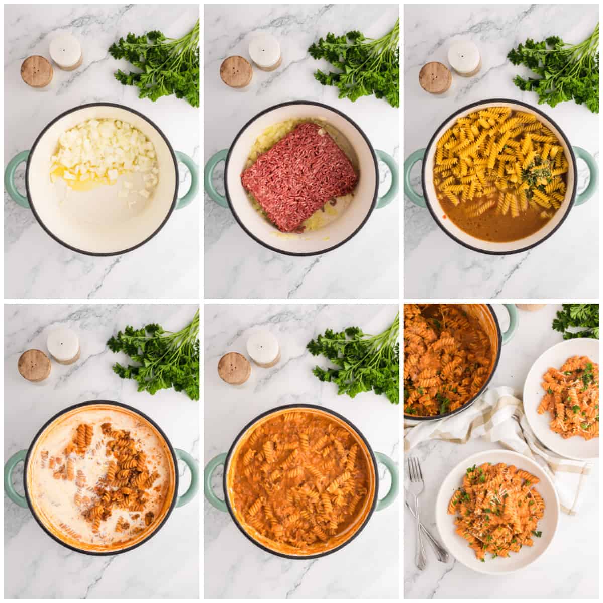 Step by step photos on how to make Ground Beef Pasta.
