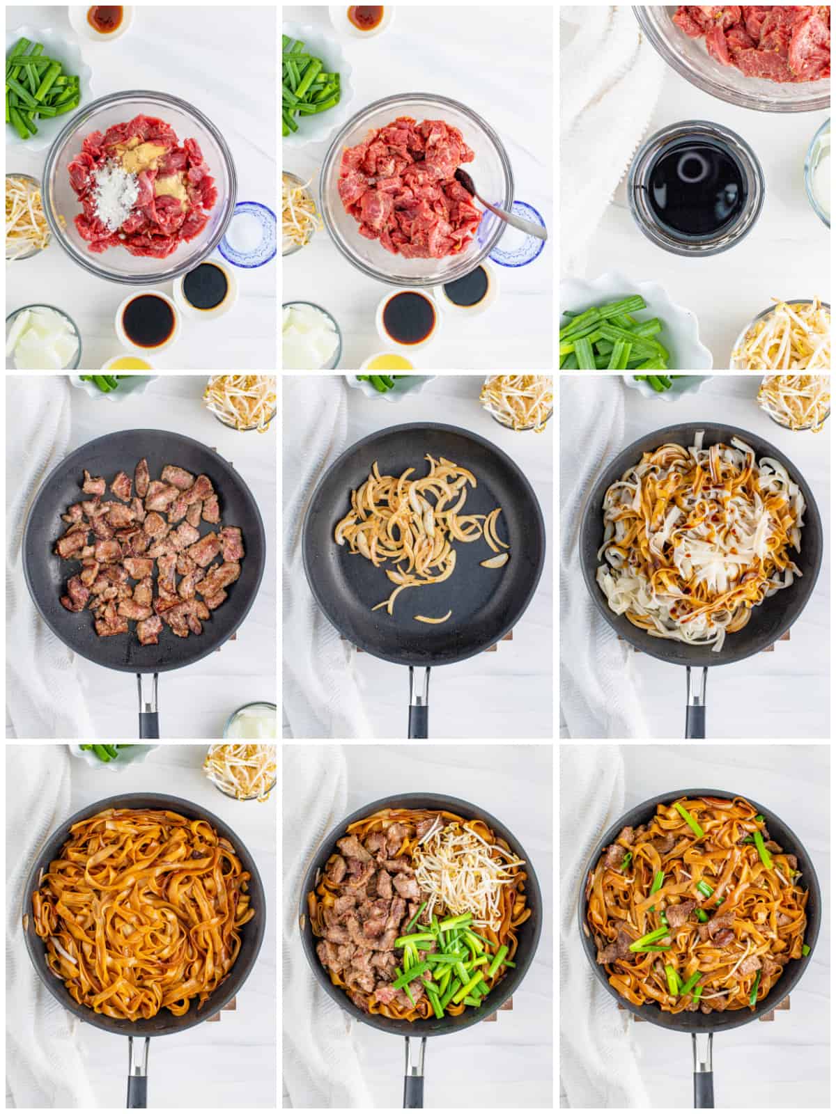 Step by step photos on how to make Beef Chow Fun.
