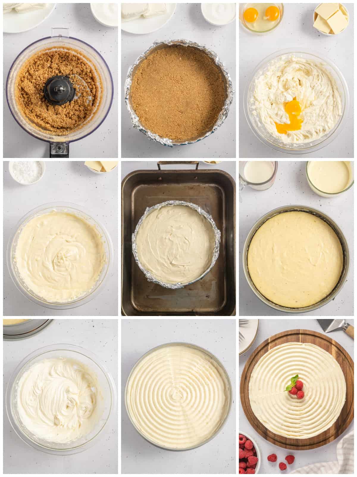 Step by step photos on how to make Vanilla Bean Cheesecake.