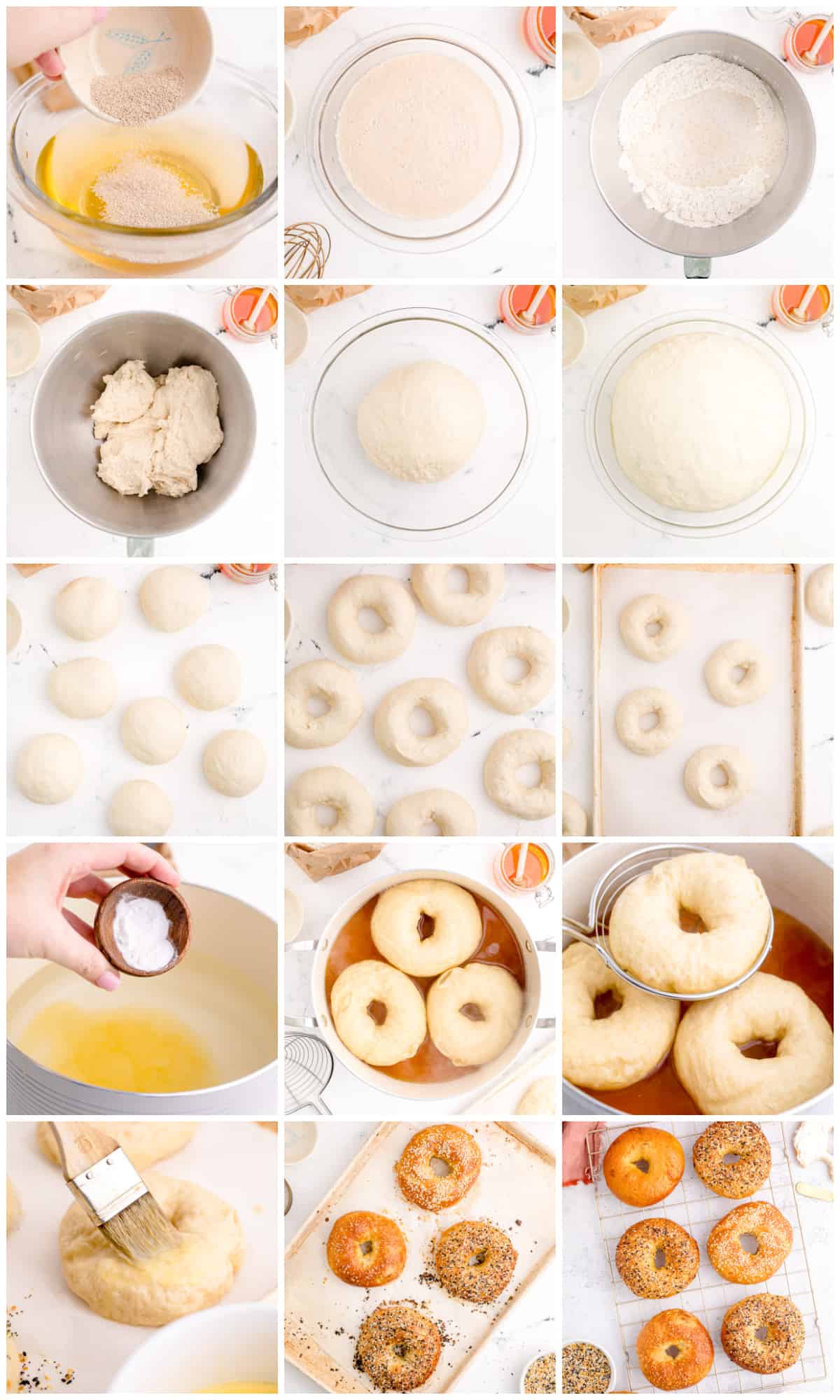 Step by step photos on how to make Homemade Bagels.