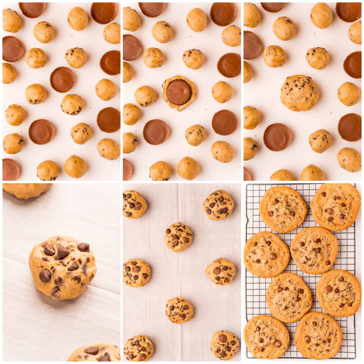 Step by step photos on how to make Reese's Stuffed Cookies.