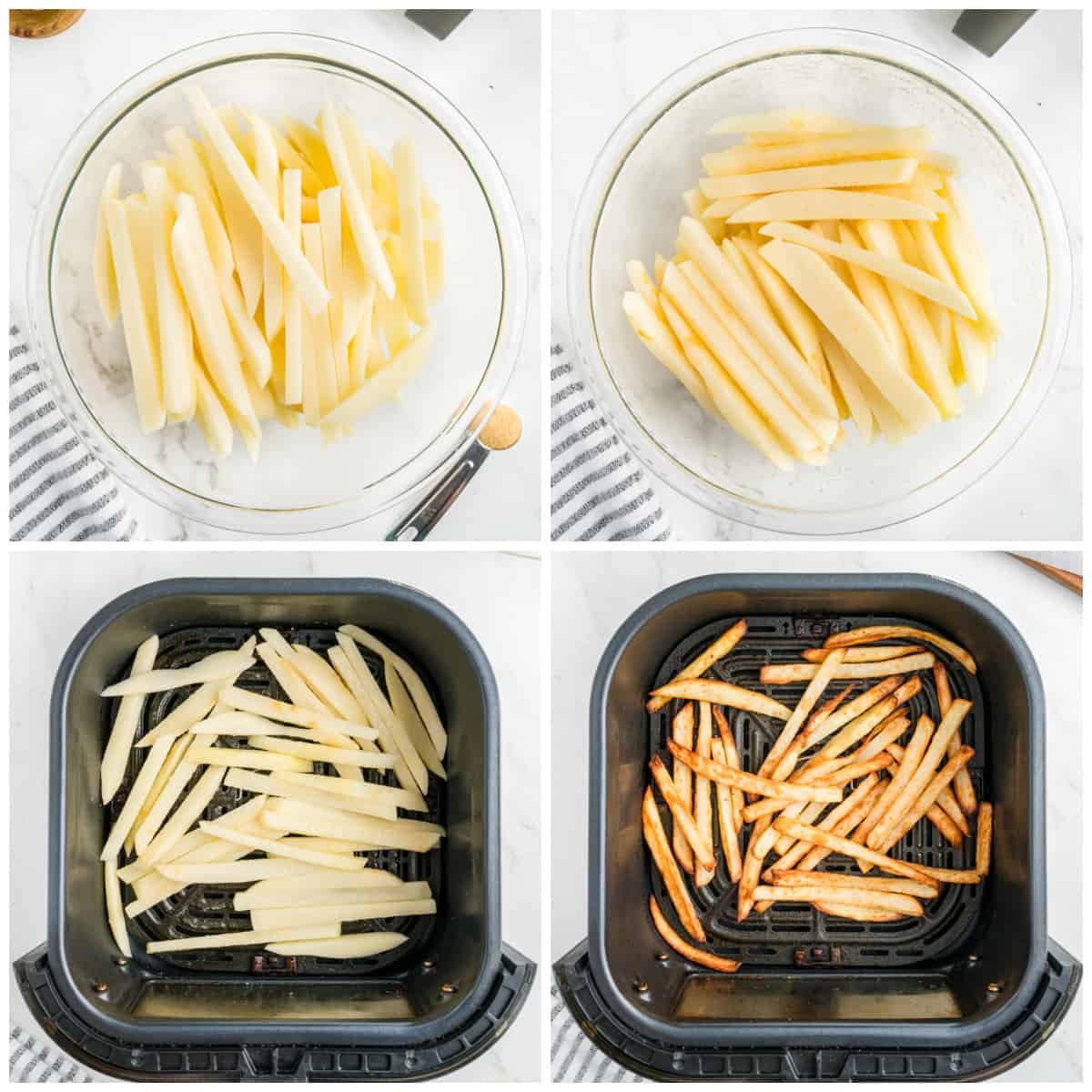 Step by step photos on how to make Air Fryer French Fries.