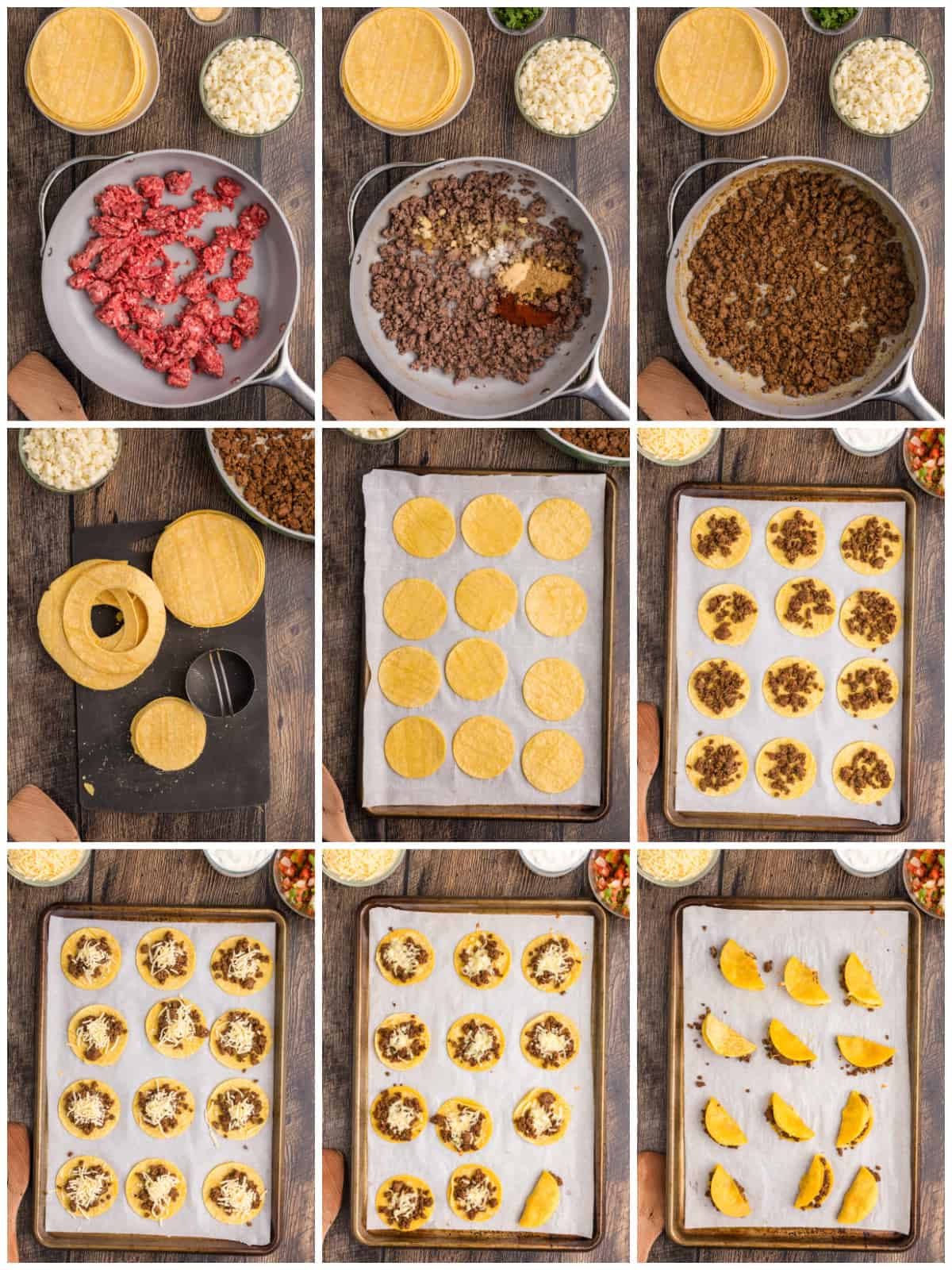 Step by step photos on how to make Mini Tacos.