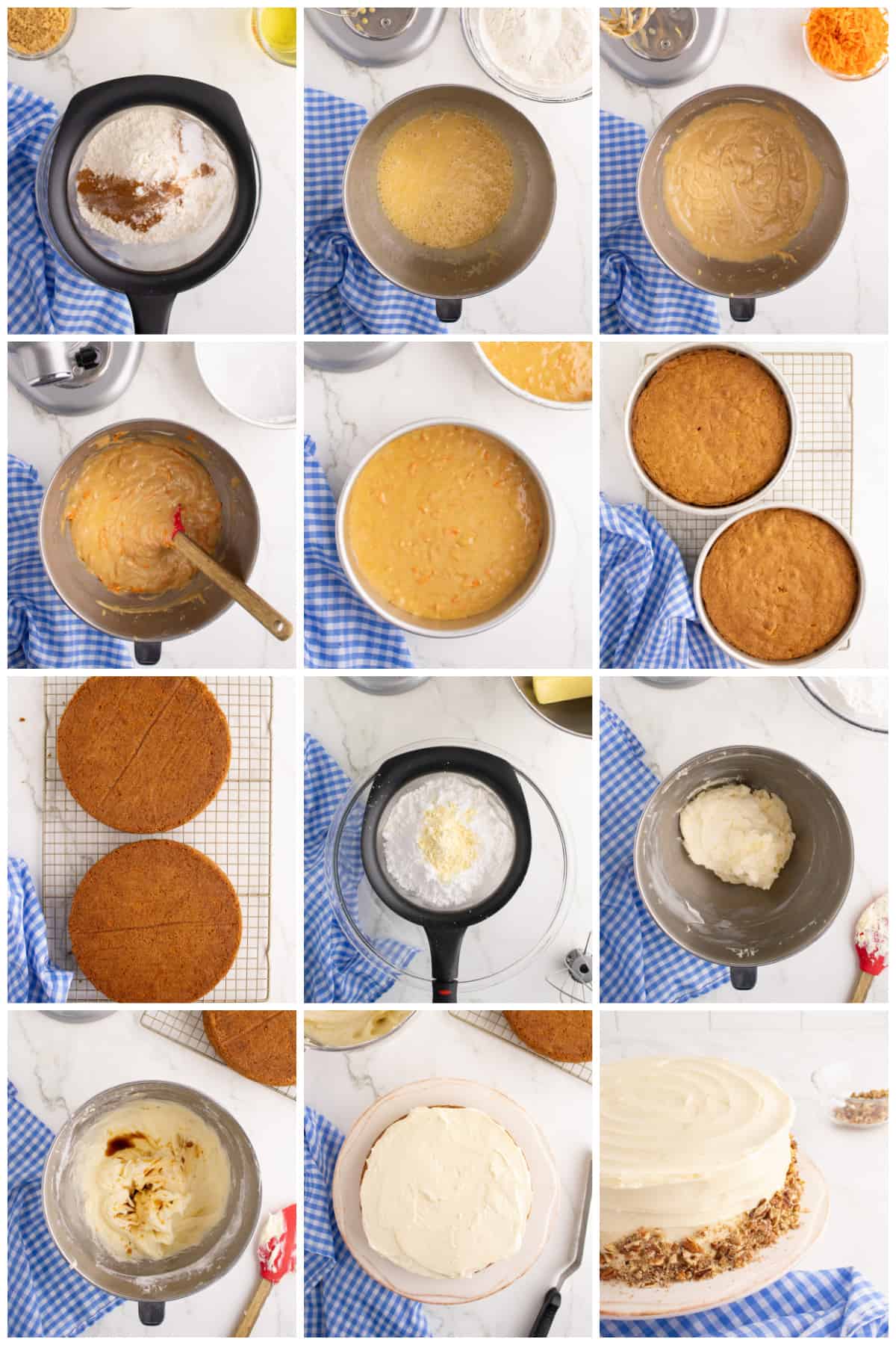 Step by step photos on how to make a Carrot Cake Recipe.