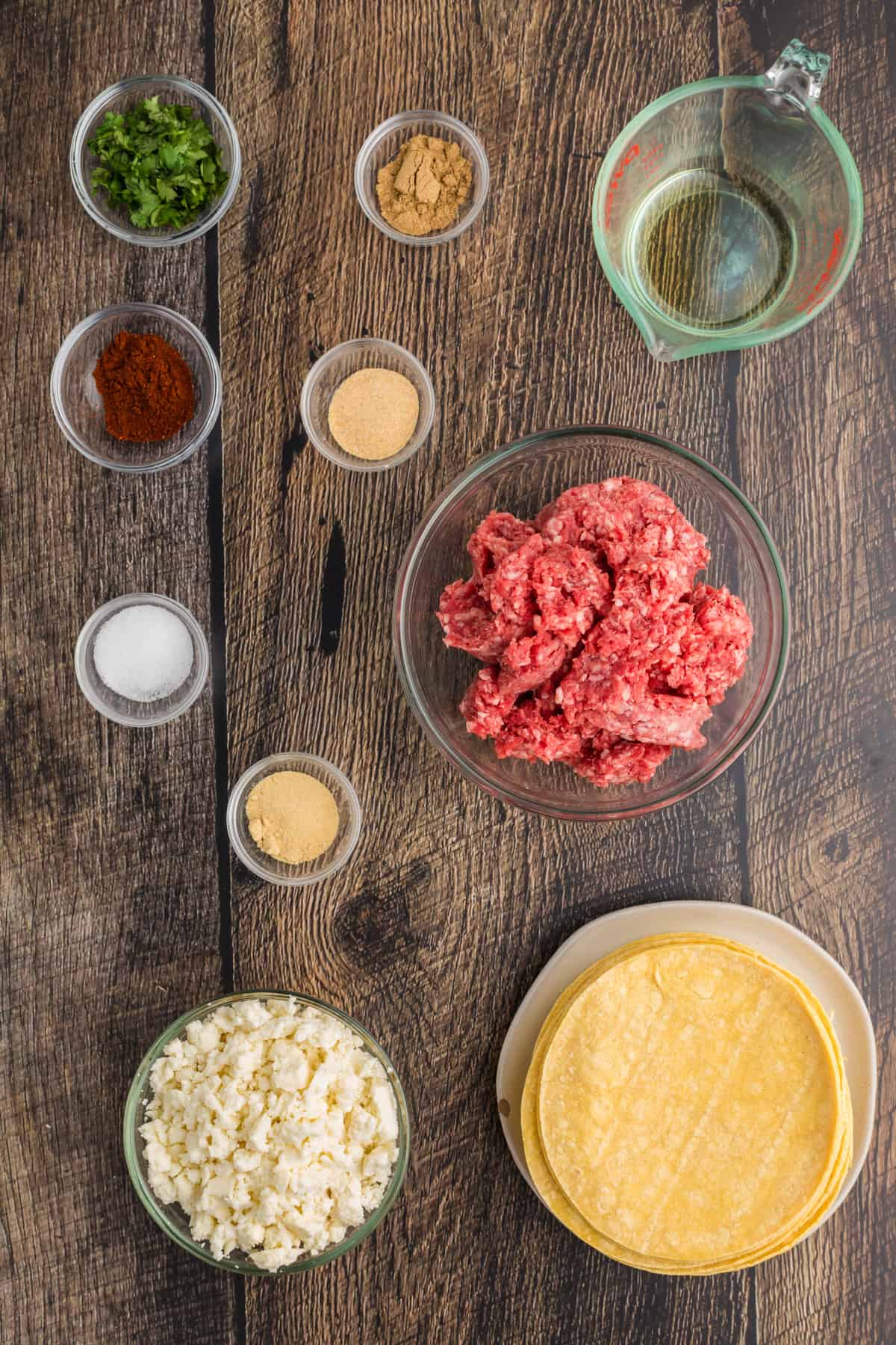 Ingredients needed to make Mini Tacos.