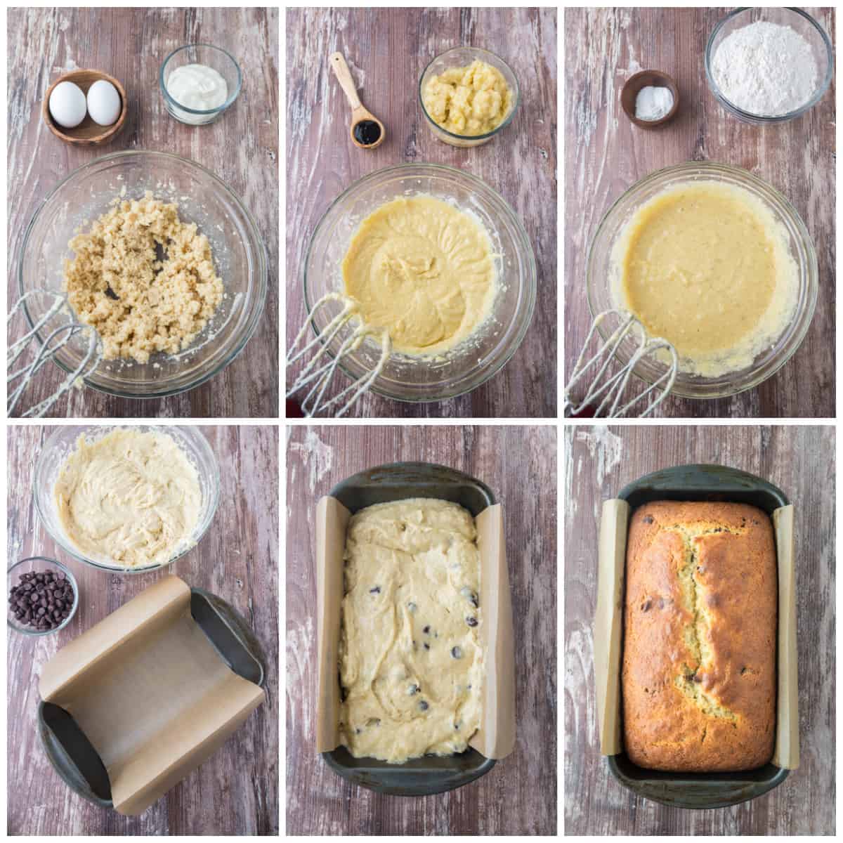 Step by step photos on how to make Chocolate Chip Banana Bread.