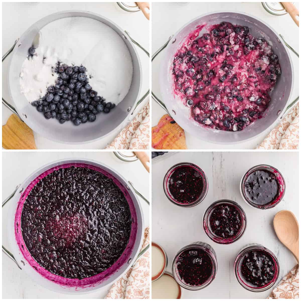 Step by step photos on how to make Blueberry Jam.