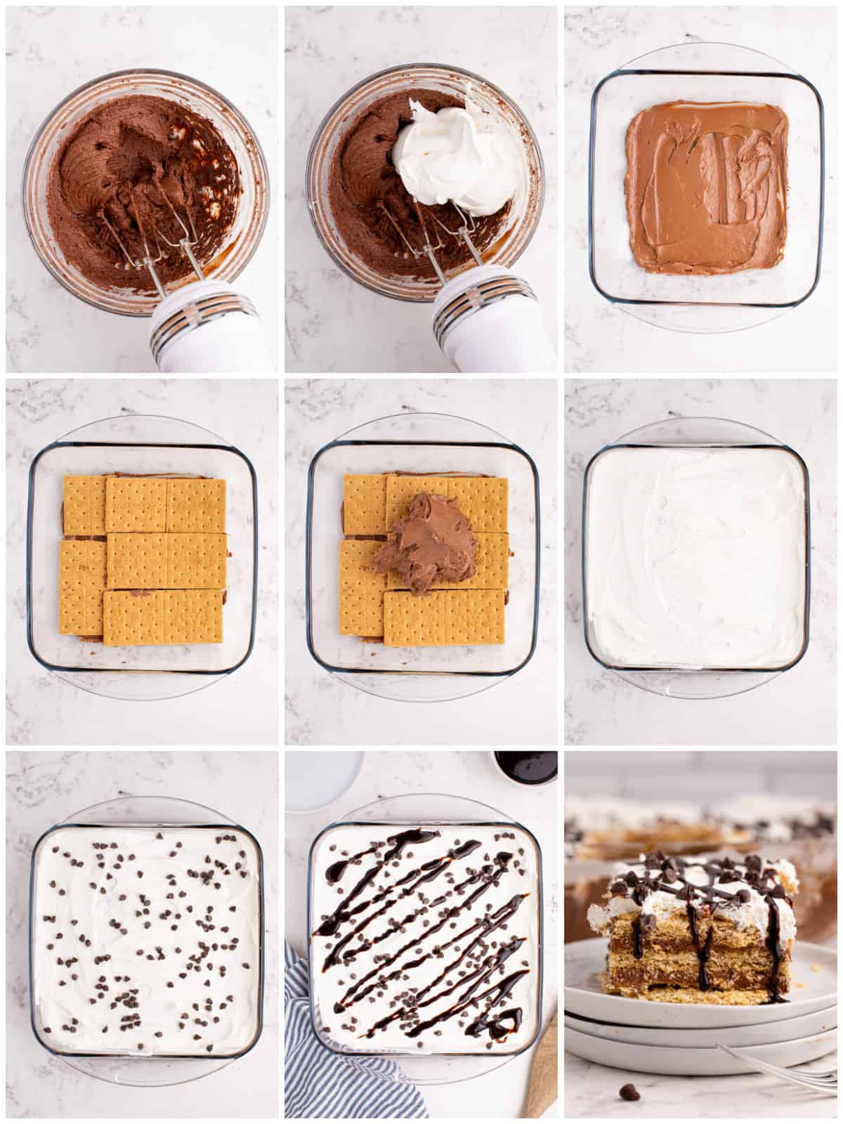 Step by step photos on how to make Chocolate Icebox Cake.