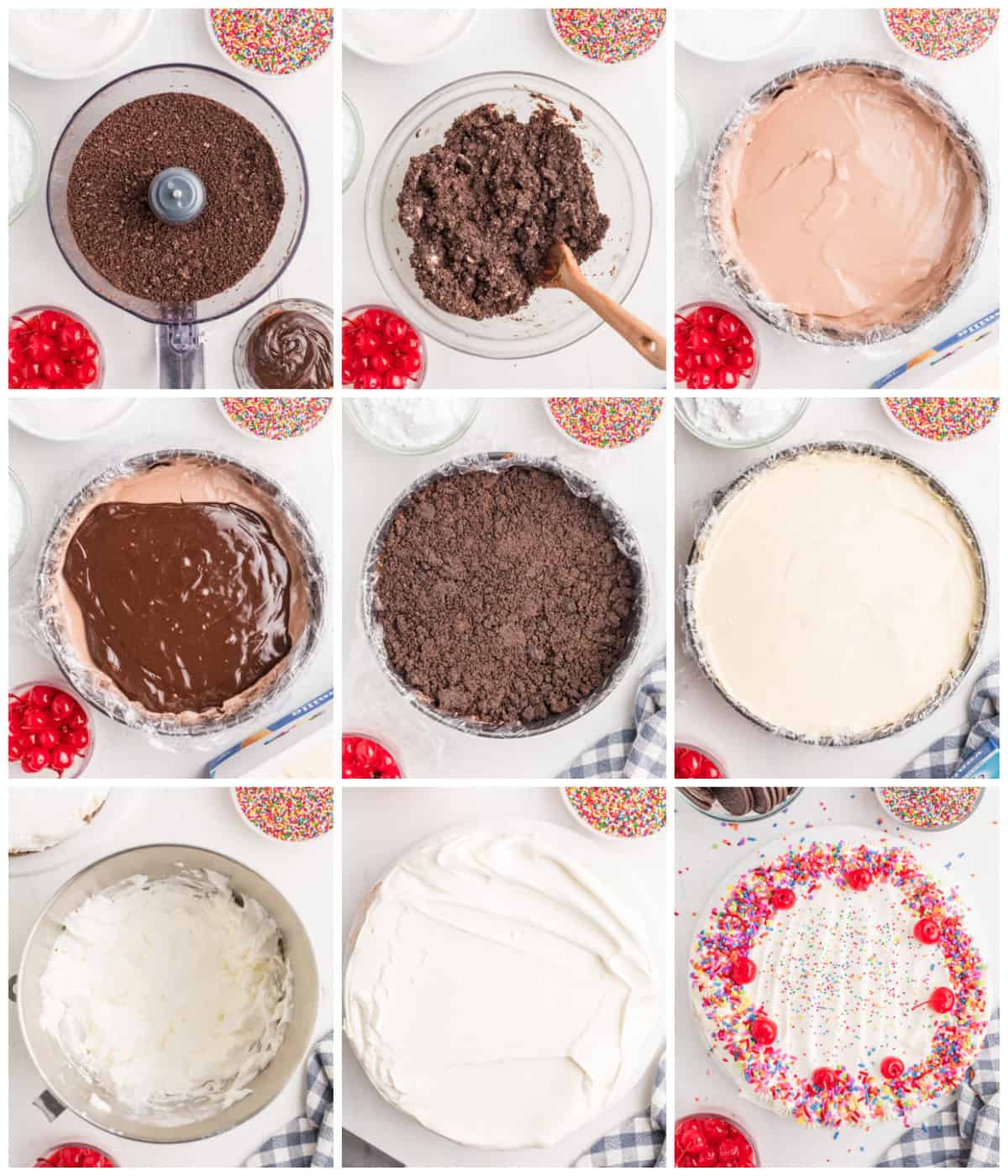 Step by step photos on how to make a Copycat Dairy Queen Ice Cream Cake.