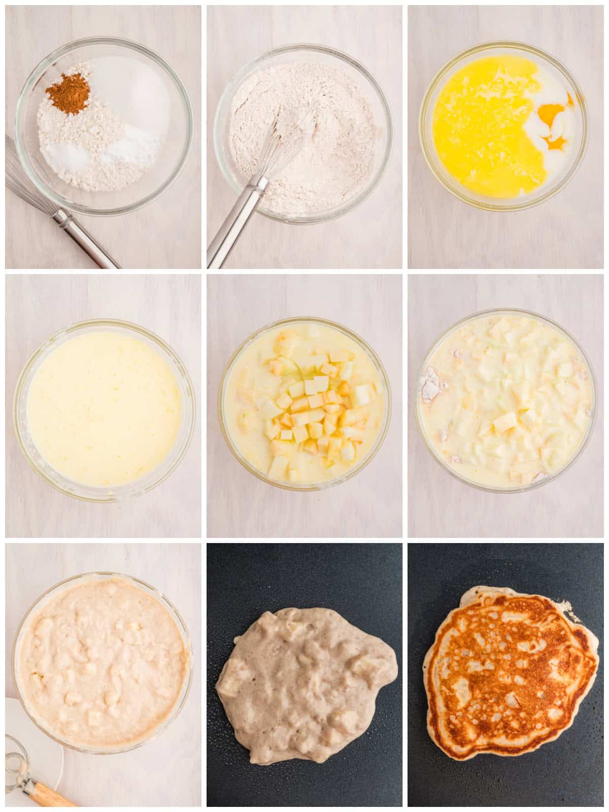 Step by step photos on how to make Apple Pancakes.