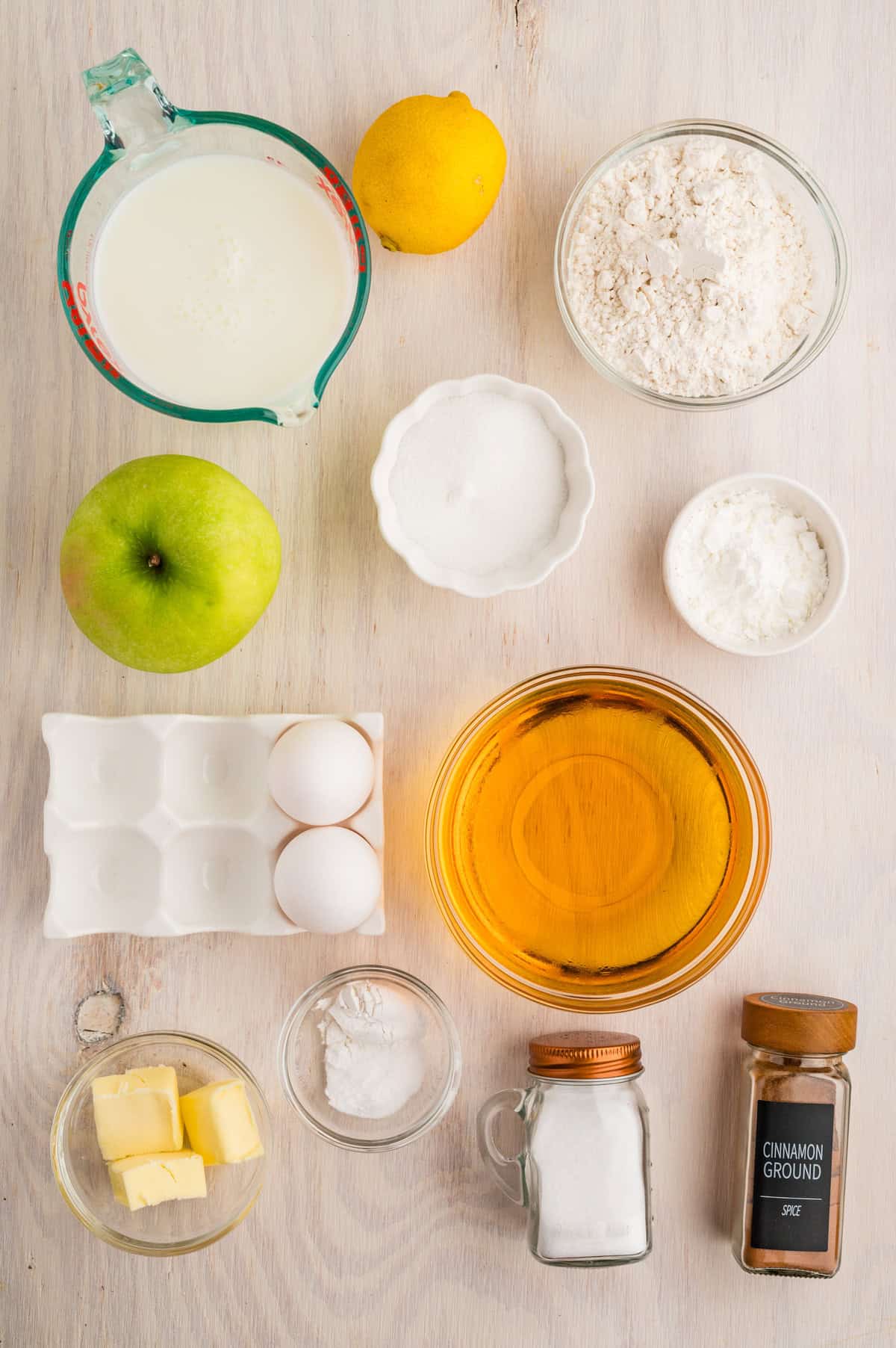 Ingredients needed to make Apple Pancakes.