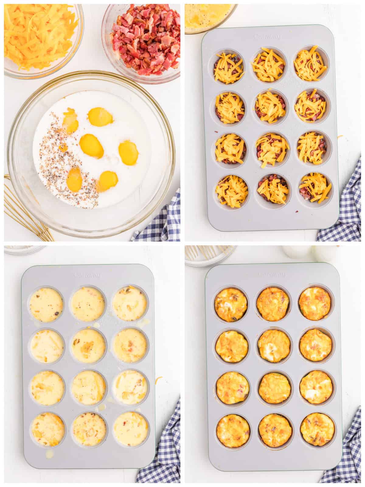 Step by step photos on how to make Bacon & Cheese Egg Bites.