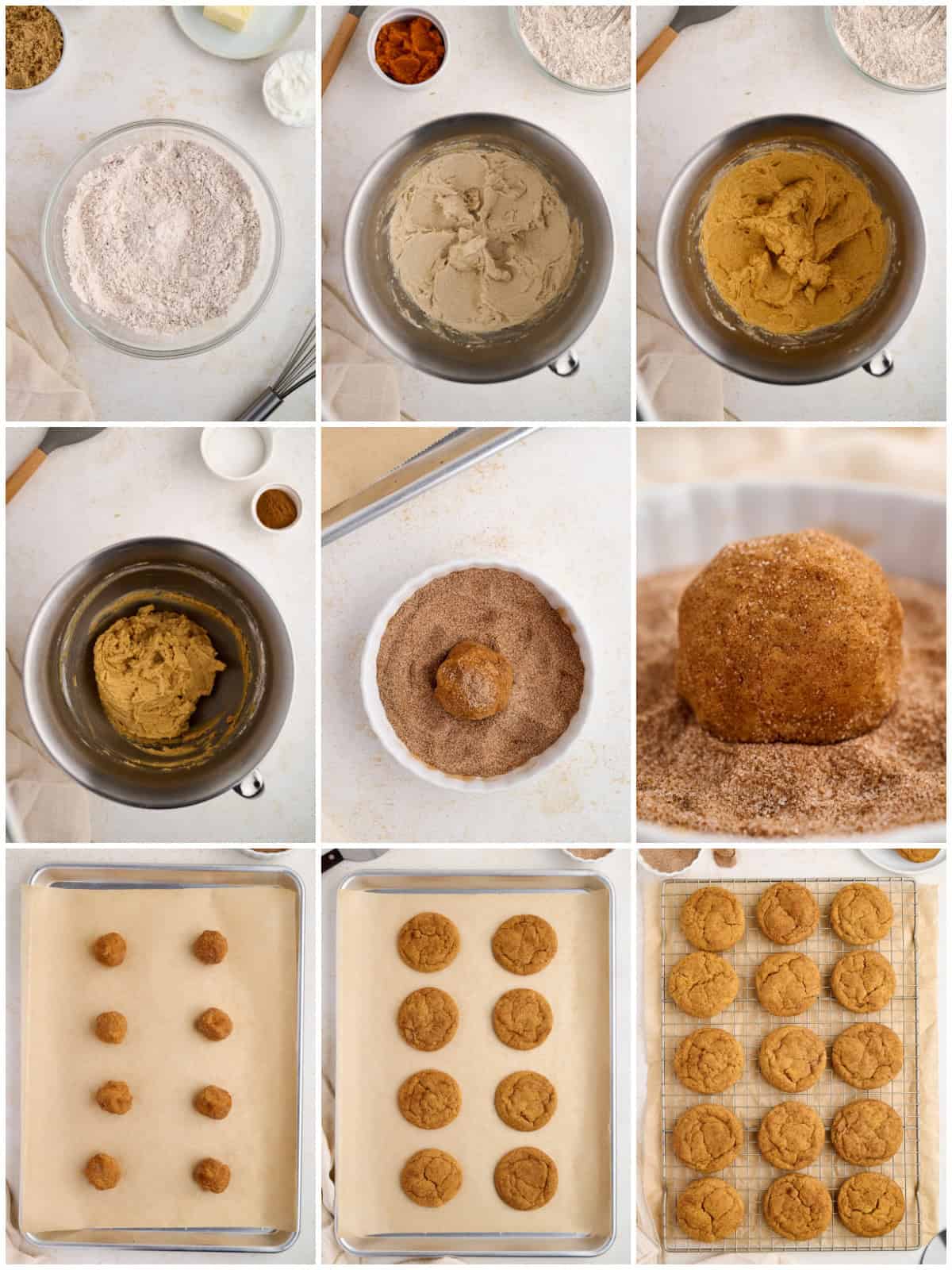 Step by step photos on how to make Pumpkin Snickerdoodles.